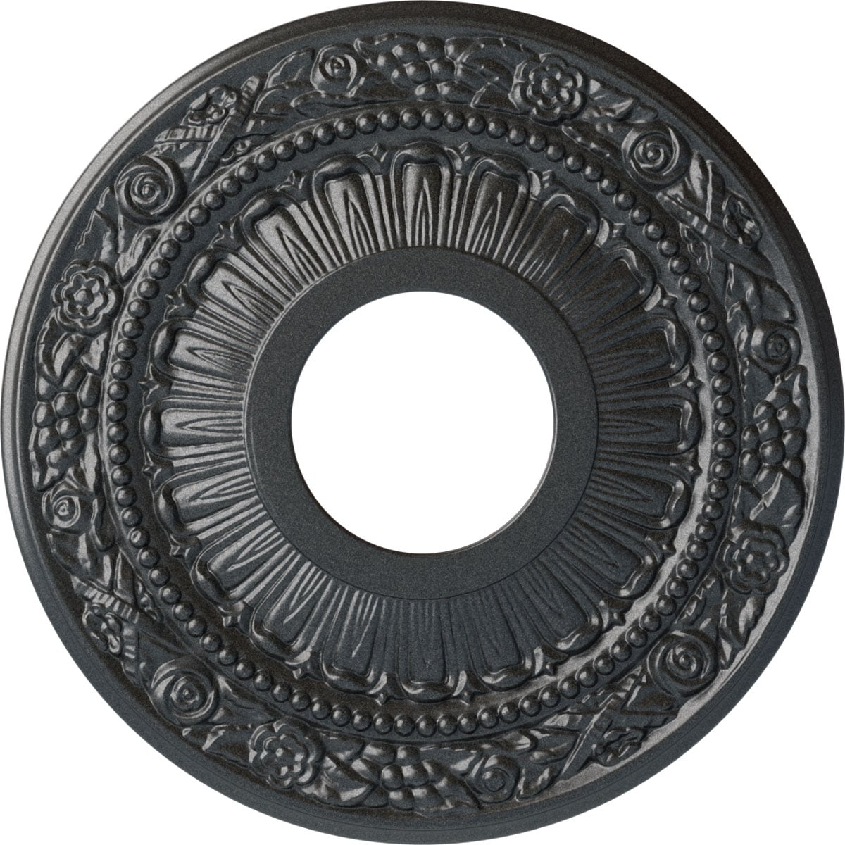 Ekena Millwork CM12NAPES Nadia 12.125-in W x 12.125-in L Painted Pewter Polyurethane Whole Ceiling Medallion