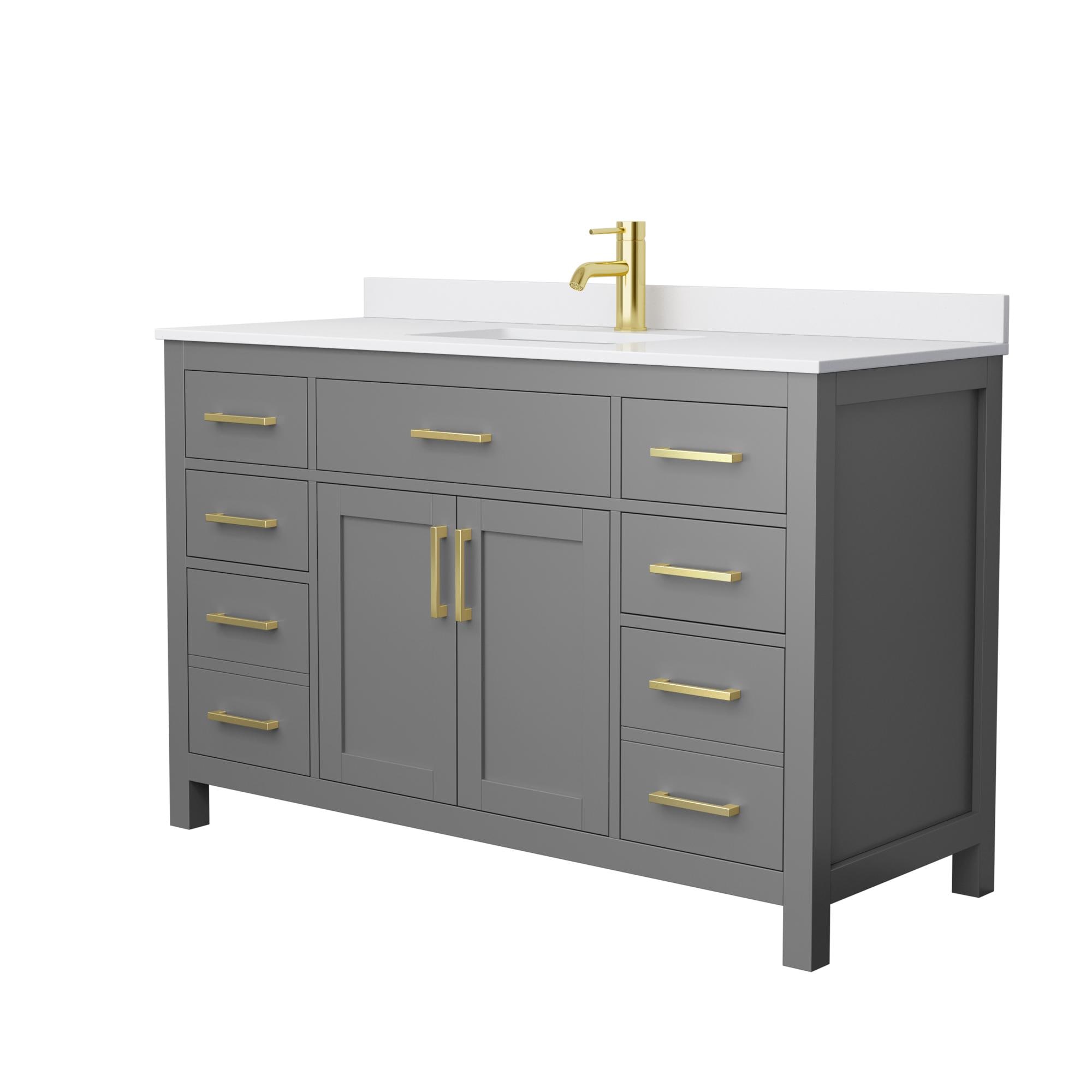 Beckett 54" Dark Gray Freestanding Single Bathroom Vanity with White Cultured Marble Top