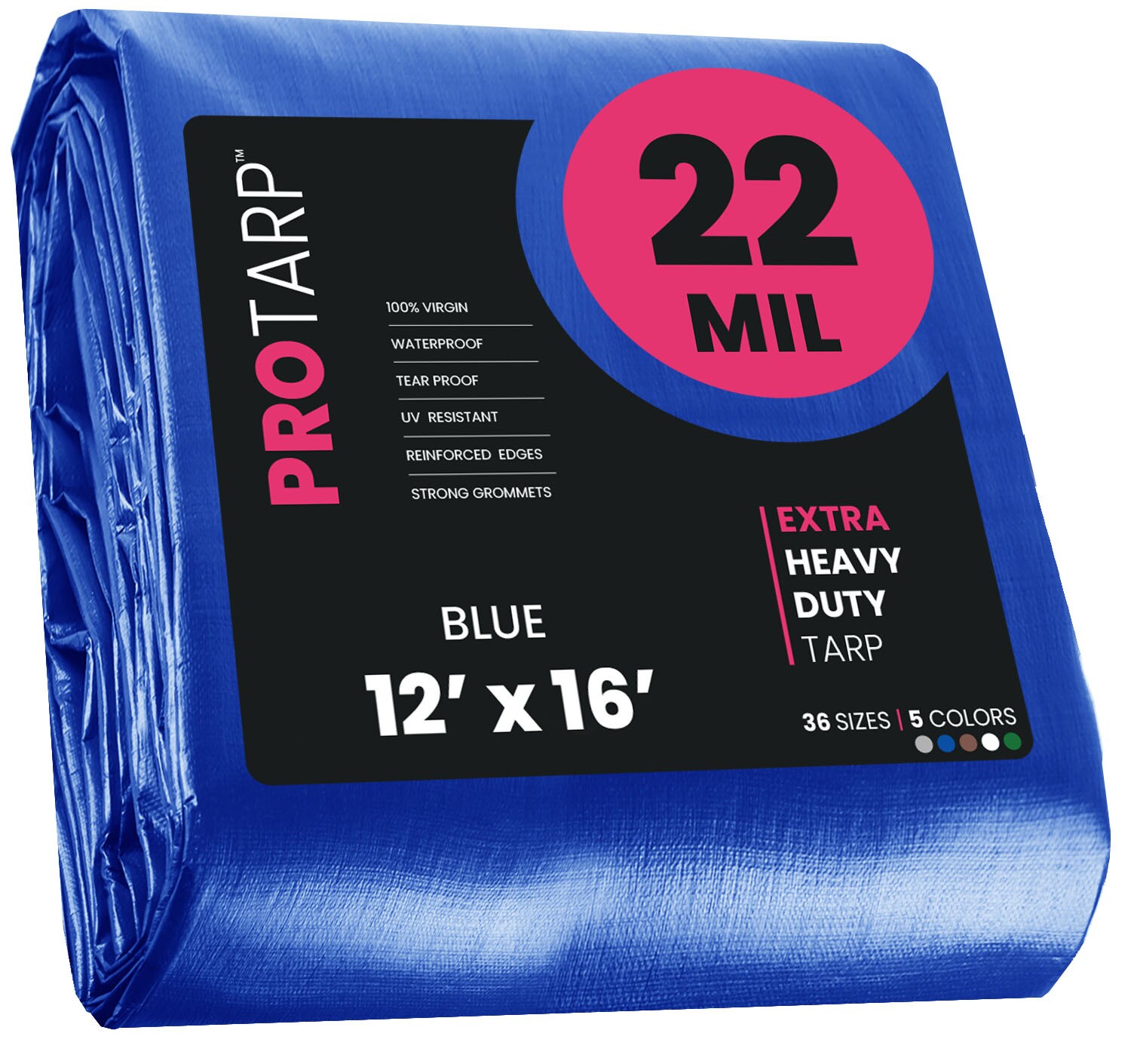 PROTARP PT-205-12X16 12-ft x 16-ft Blue Waterproof Commercial Polyethylene 22-Mils Tarp
