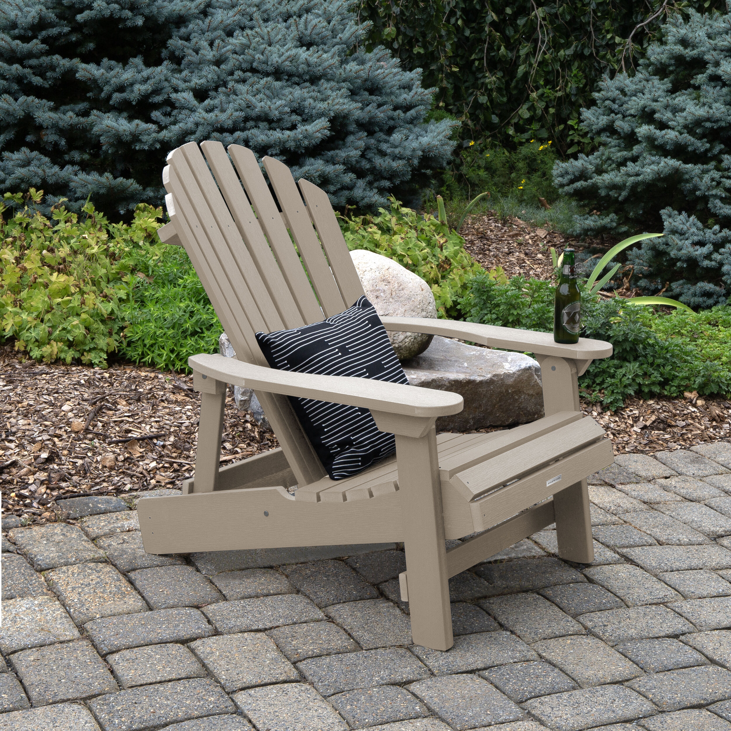 highwood AD-KING1-WBR Hamilton Woodland Brown Poly-lumber Frame Stationary Adirondack Chair with Slat Seat