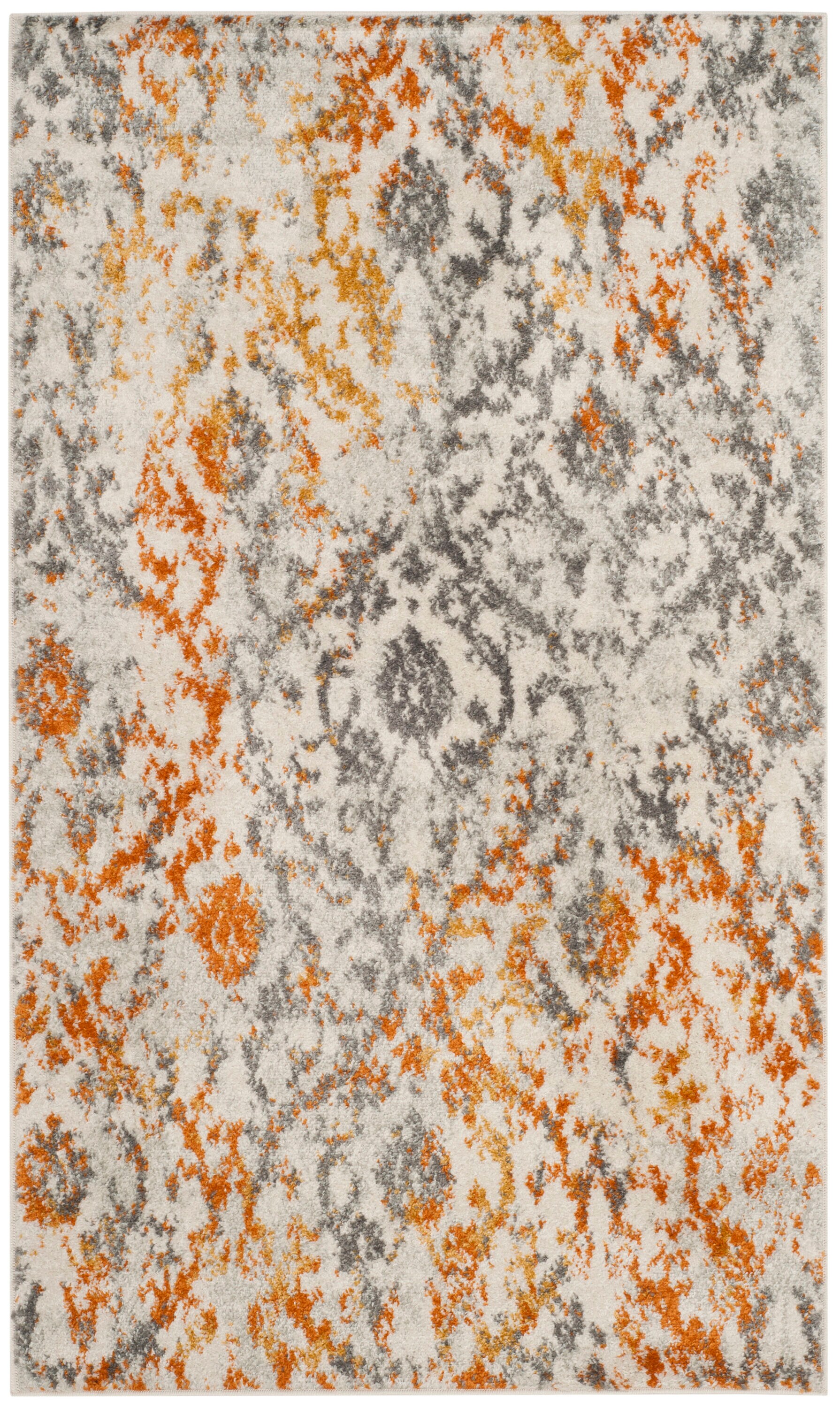 Metro-Mod Chic Gray Synthetic 3' x 5' Easy-Care Area Rug