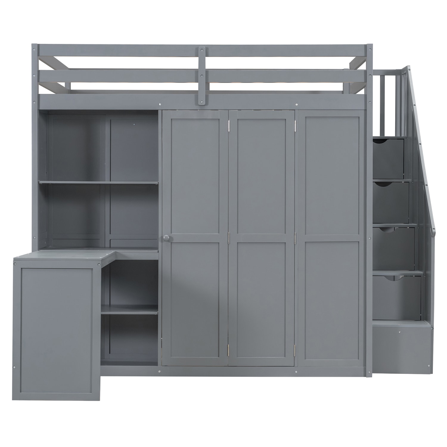 Streamdale Furniture Streamdale Full Size Loft Bed with Wardrobe Desk ...