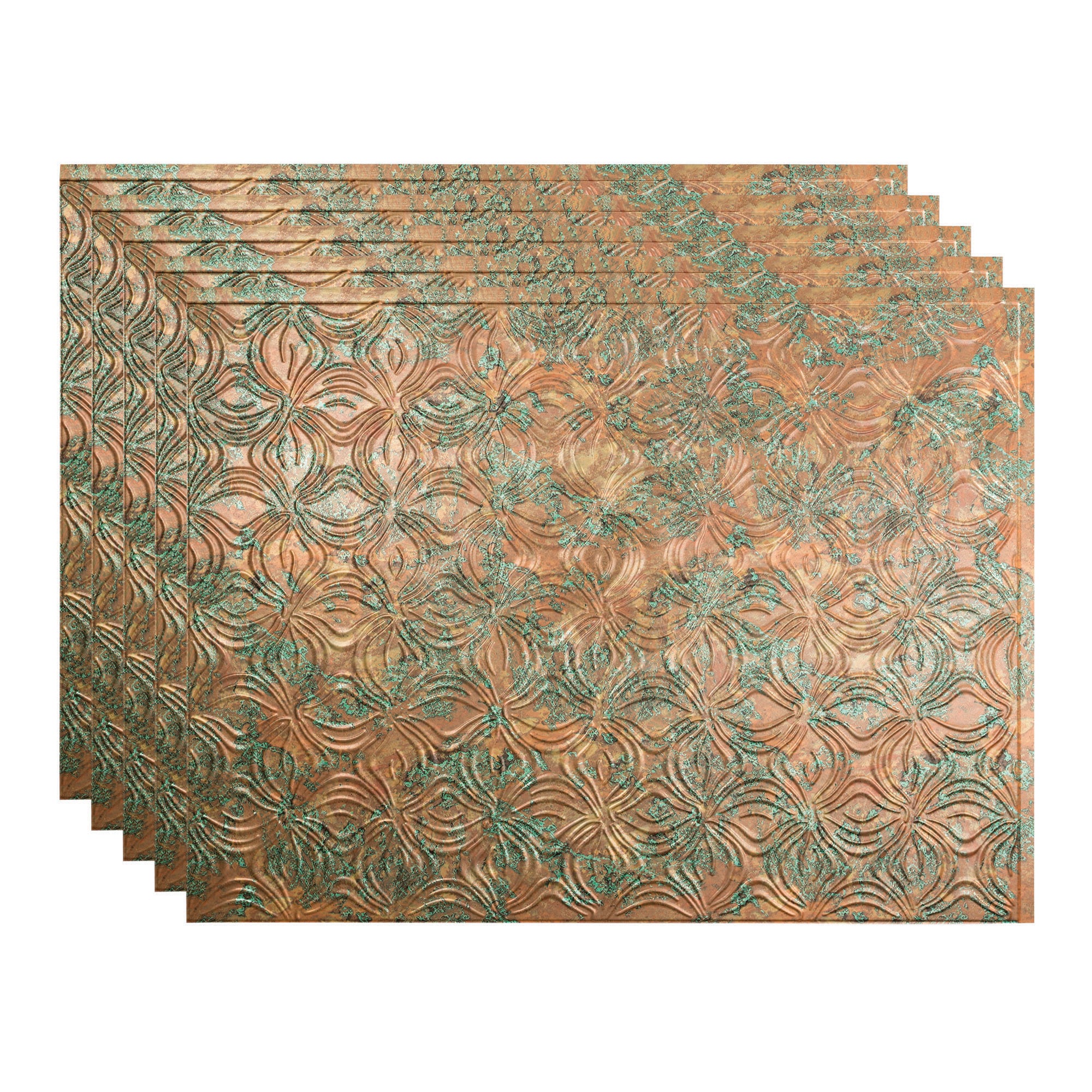 Fasade PB6311 Lotus 18.25-in x 24.25-in Vinyl Copper Fantasy Backsplash Panels 5.0 -Pack