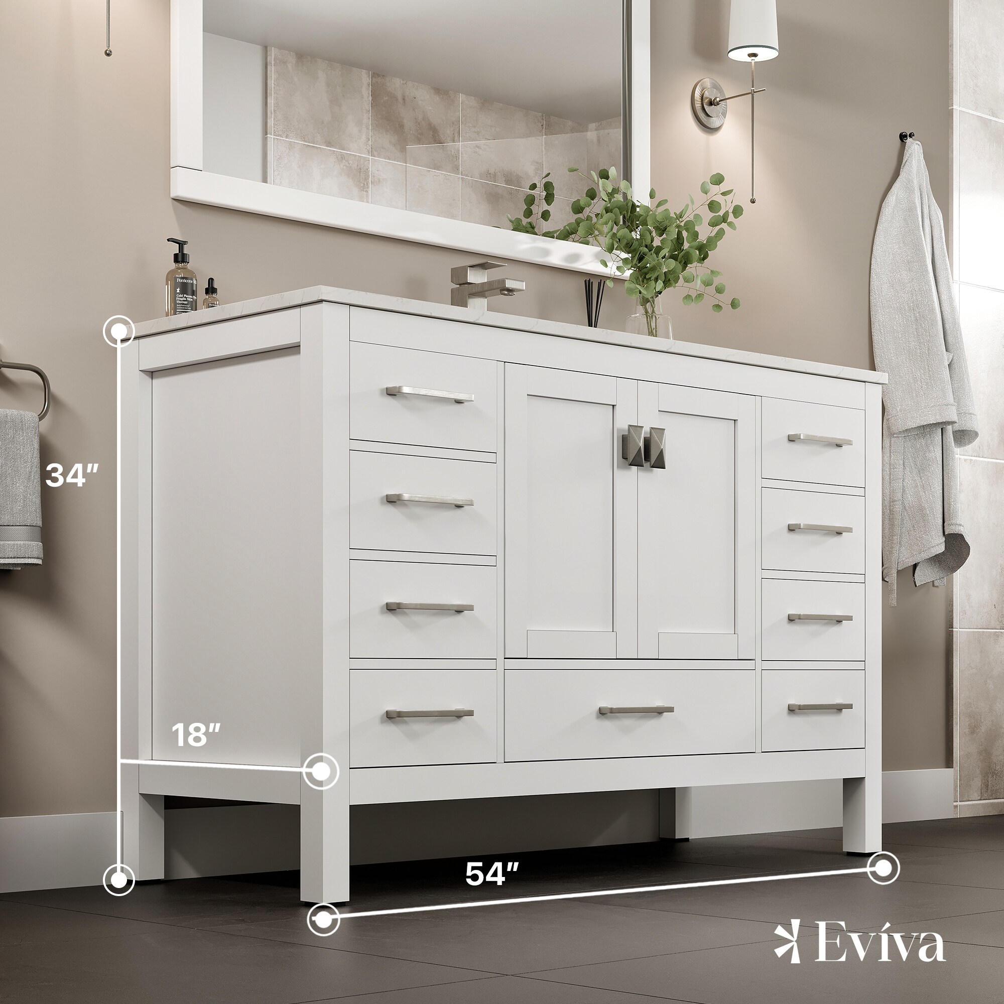 Eviva TVN414-54X18WH Bath-Vanity-Combo - View #2