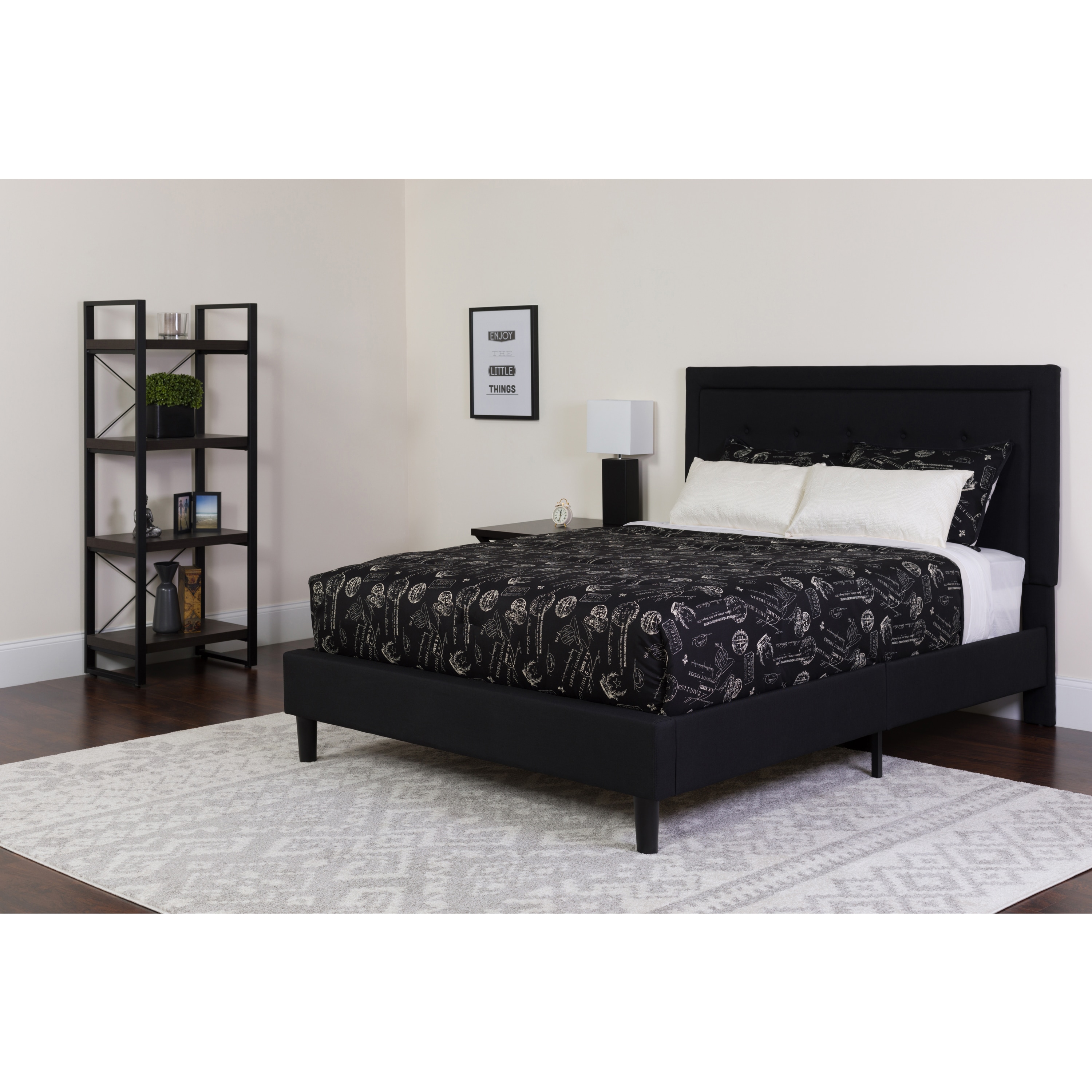 Flash Furniture 889142257554 Roxbury Black Queen Upholstered Platform Bed