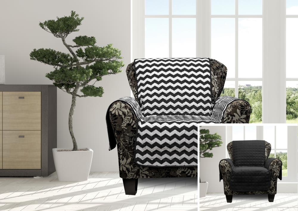 Duck River Textile FICB1=6 /13899 Fifi Black Microsuede Chair Slipcover 75-in W x 69-in H x 69-in D