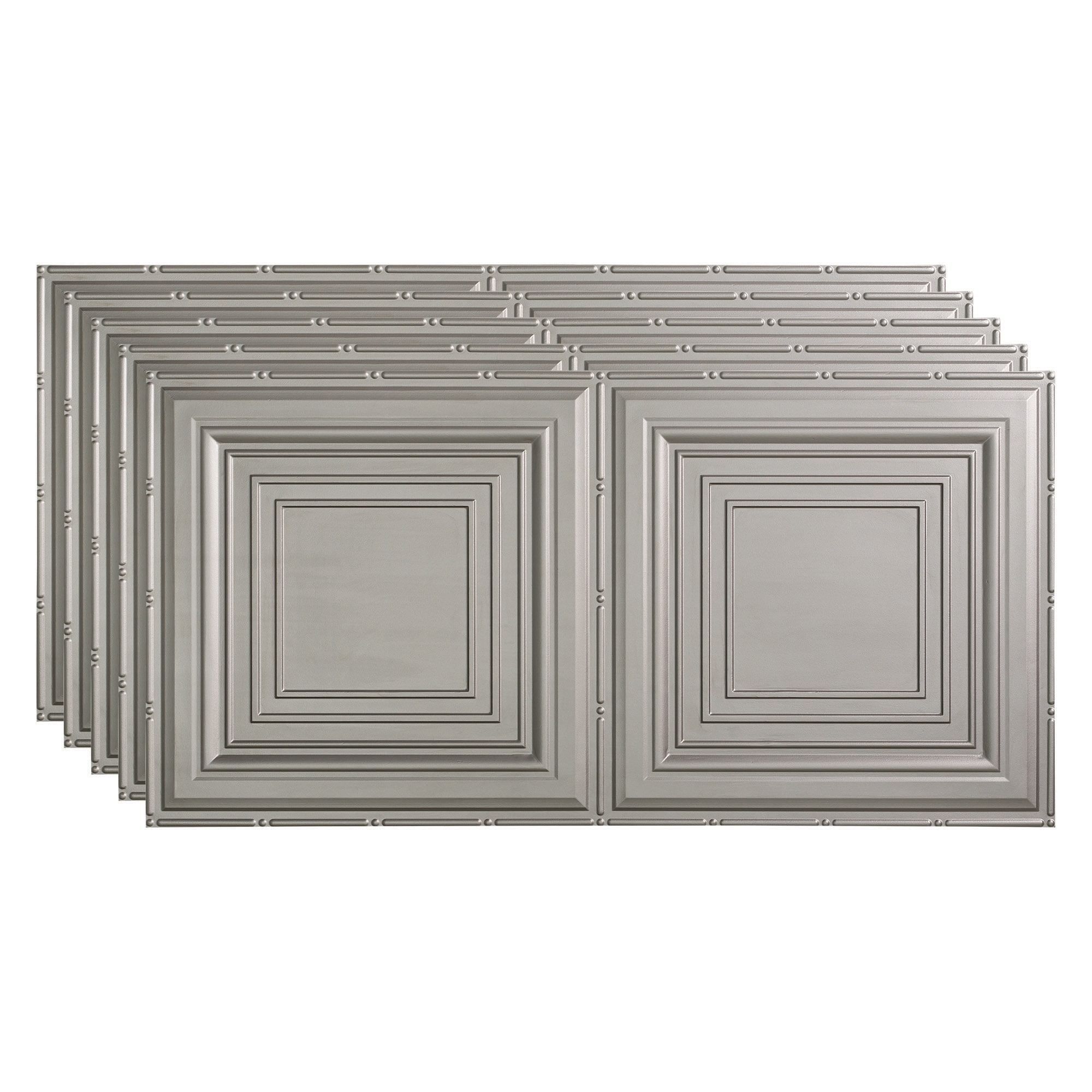 Fasade PG5209 4-ft x 2-ft Traditional 3 Argent Silver PVC Surface-mount Ceiling Tile ( 5 -Pack, 40-Sq. Feet / Case )