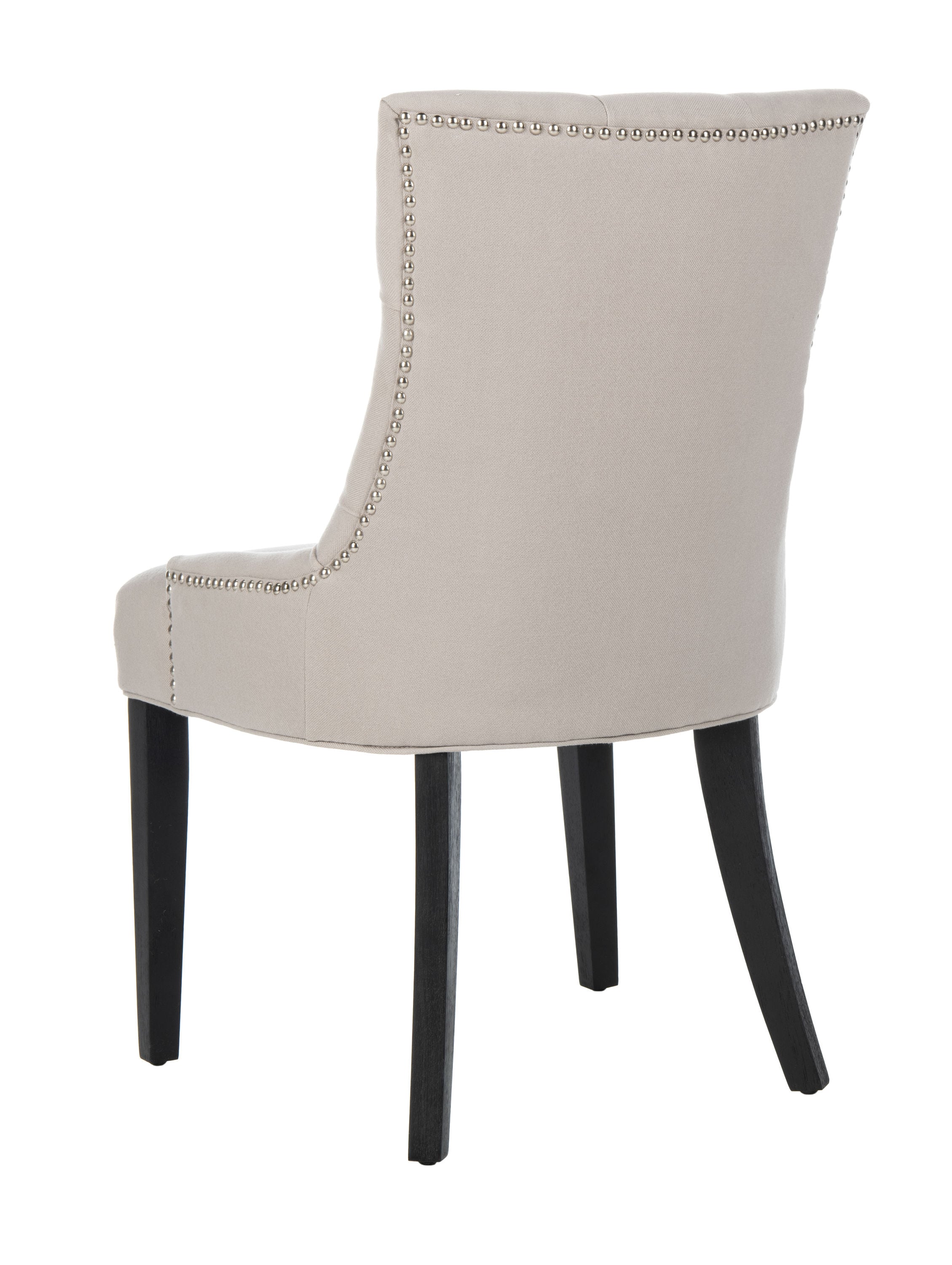 Elegant Taupe Linen and Birch Wood Parsons Side Chair Set