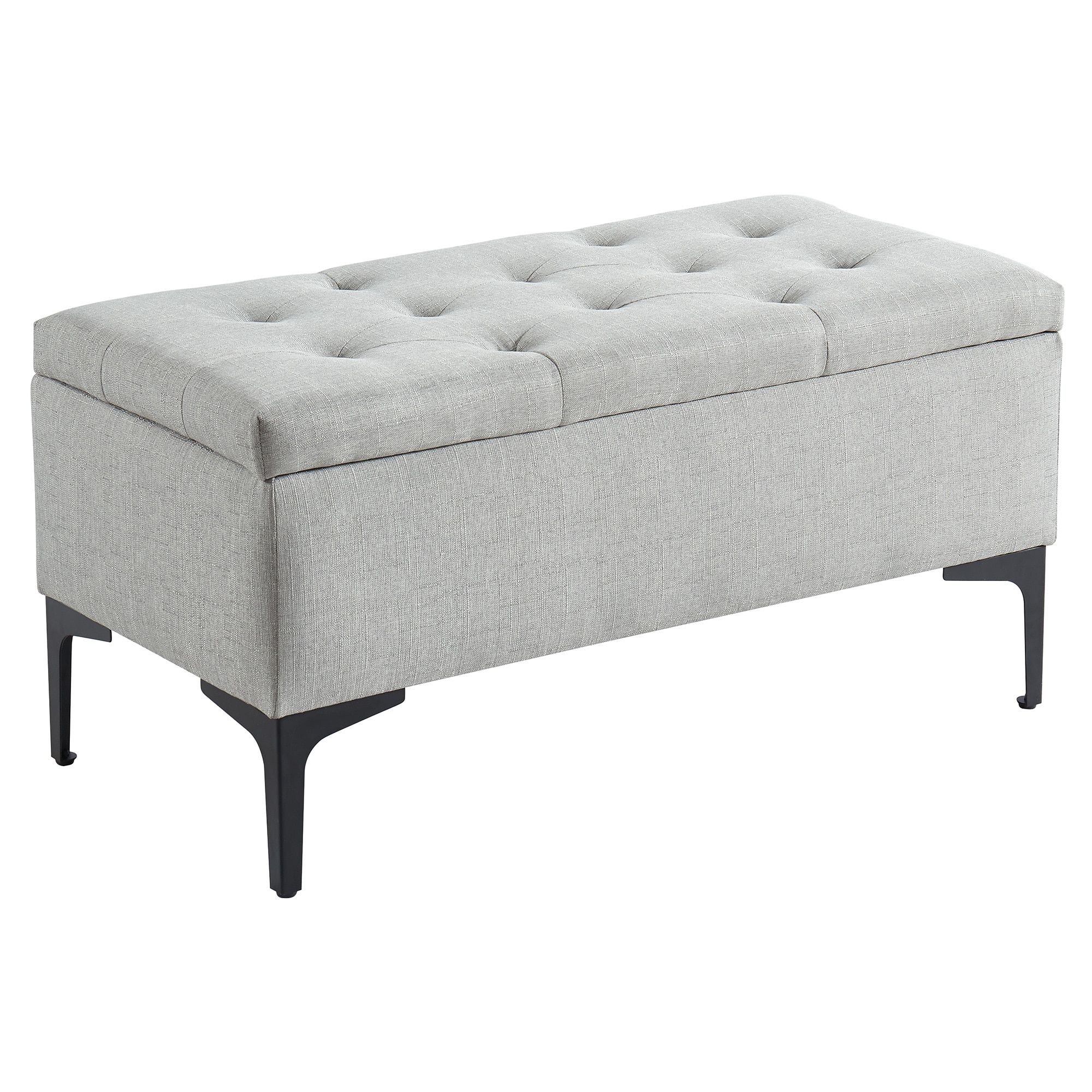 Worldwide Homefurnishings 402-529LG/BK Modern Light Grey Storage Ottoman