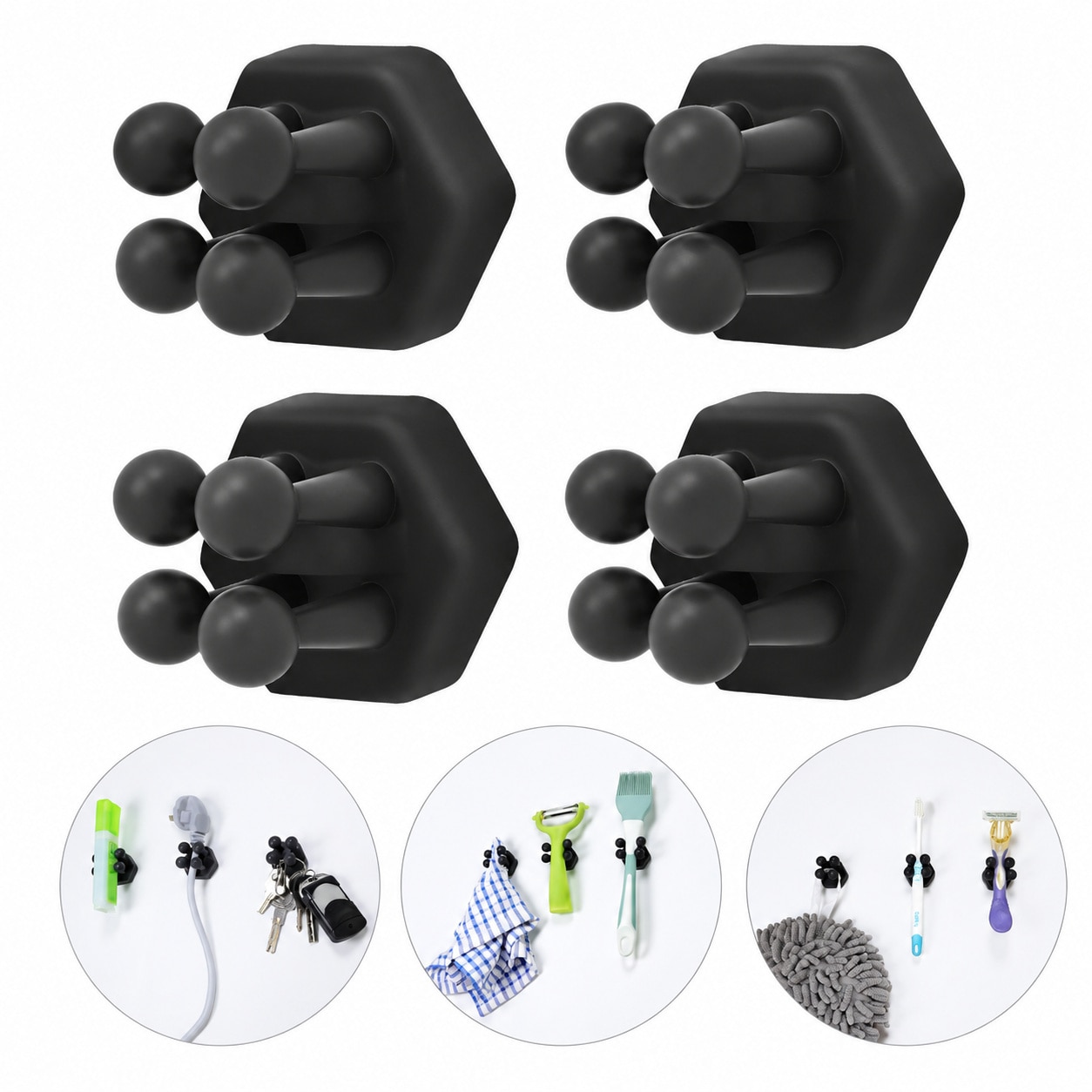 Paradigms Interiors Adhesive Wall Mounted Silicone Multi Function Storage Hook Holder For Bathroom Kitchen Office