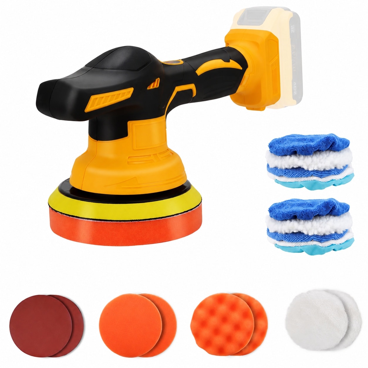 JVFCXXV  Buffer Polisher 8 Variable Speed Orbital Polisher for Car Detailing Polishing Waxing Brushless Motor with Pads and Accessories 1 Set