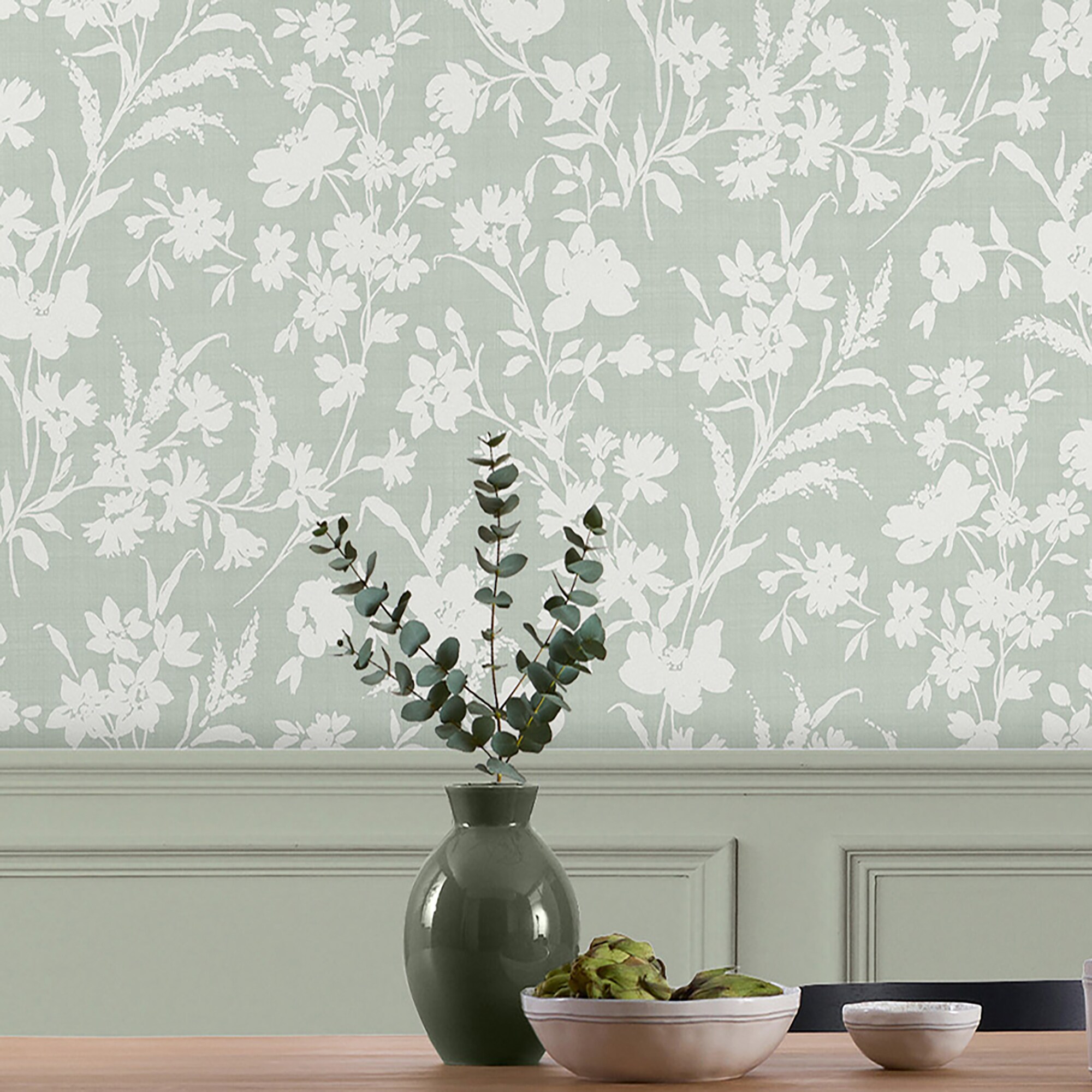 Laura Ashley Refined Tranquility 70th Anniversary 56 Sq Ft Sage Green Non Woven Floral Unpasted 6342