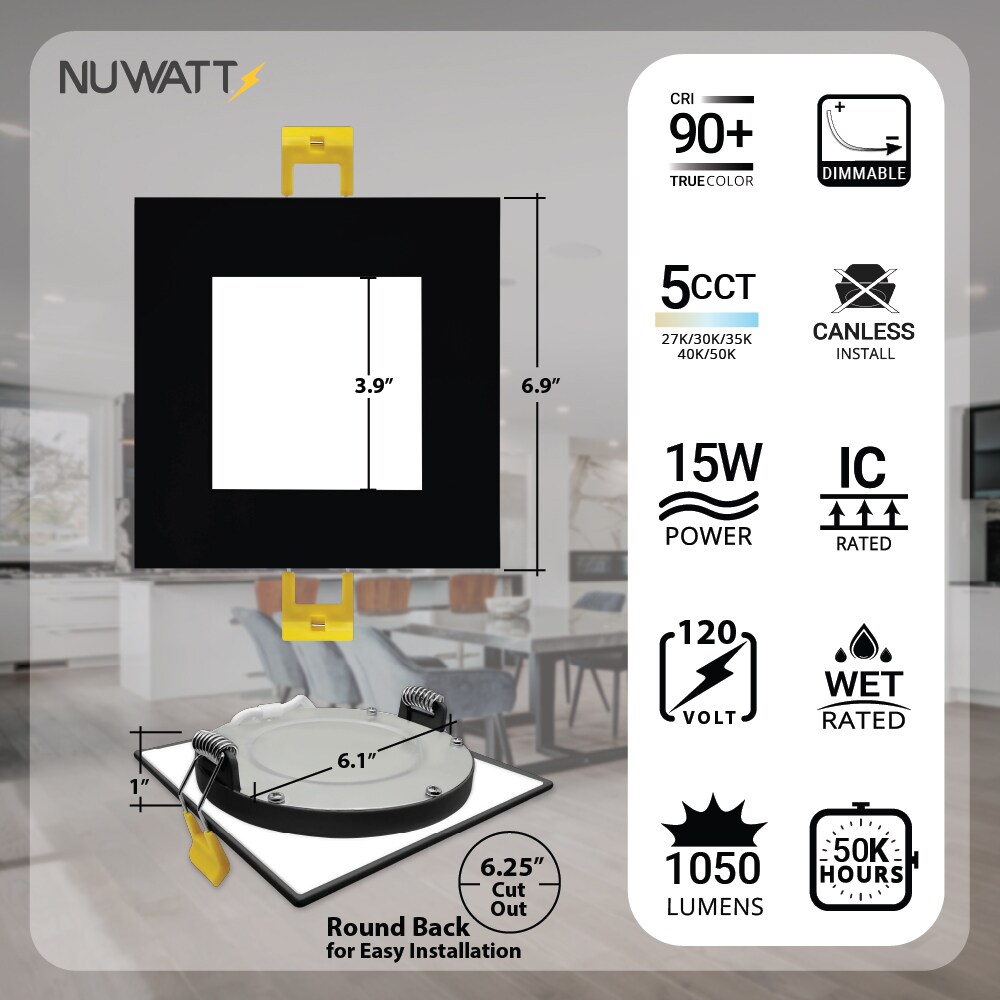 NUWATT NWPSQDL615W5CTBLK12P Led-Retrofit-Downlight - View #3