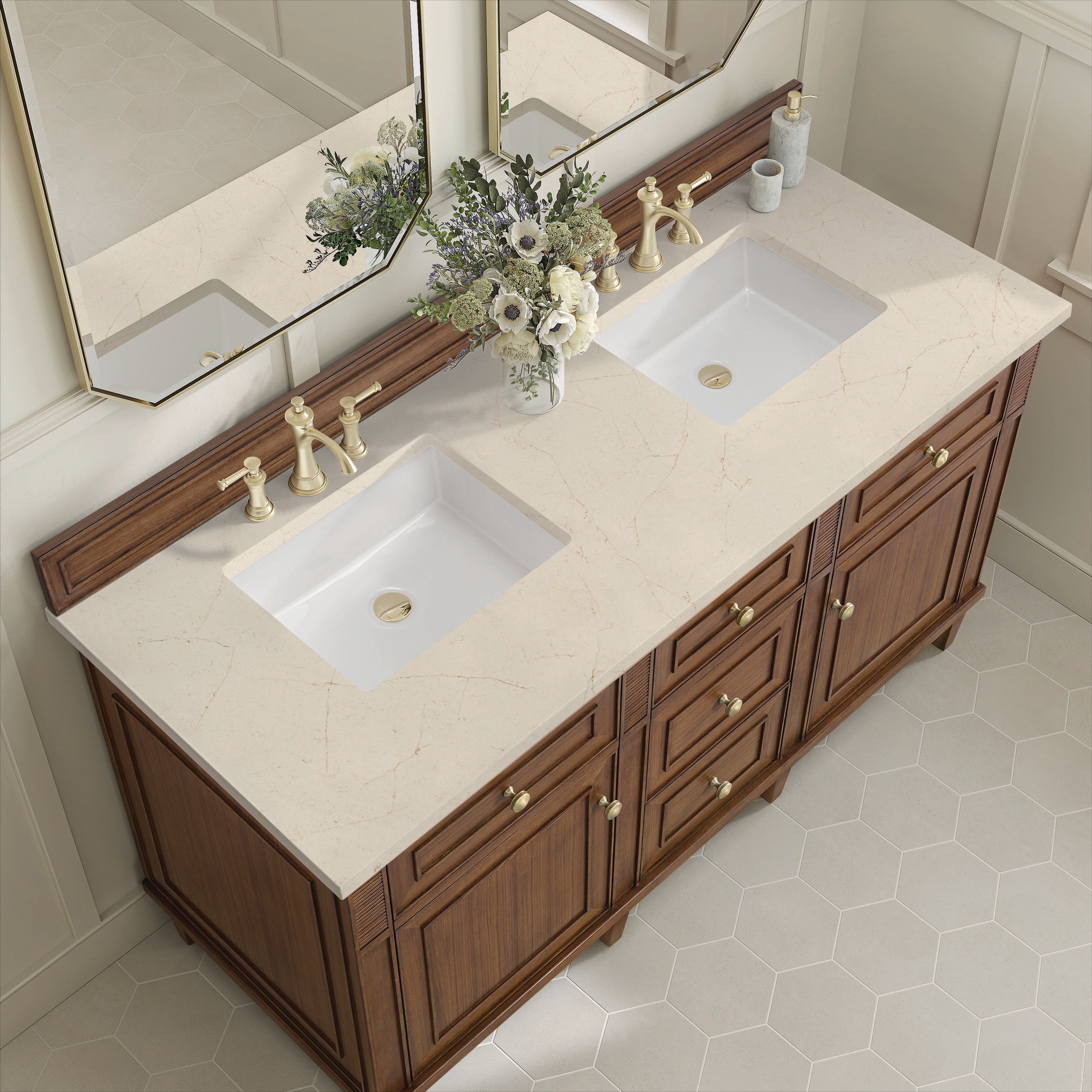 James Martin Vanities Lorelai 60-in Mid-century Walnut Undermount ...