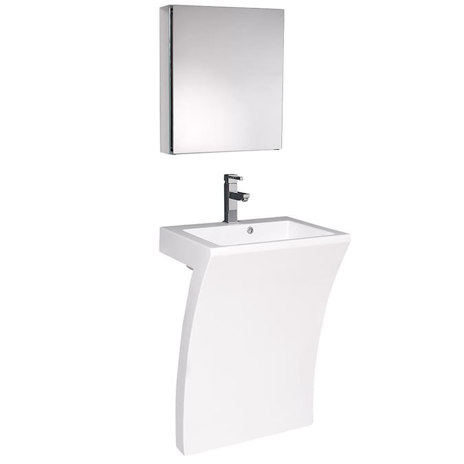 White Single Sink Bathroom Vanity, Pedestal Bathroom Vanity