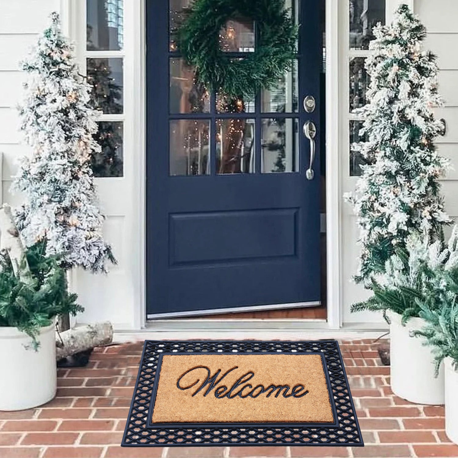 allen + roth 2-ft x 3-ft Black Rectangular Indoor or Outdoor Welcome Door  Mat in the Mats department at