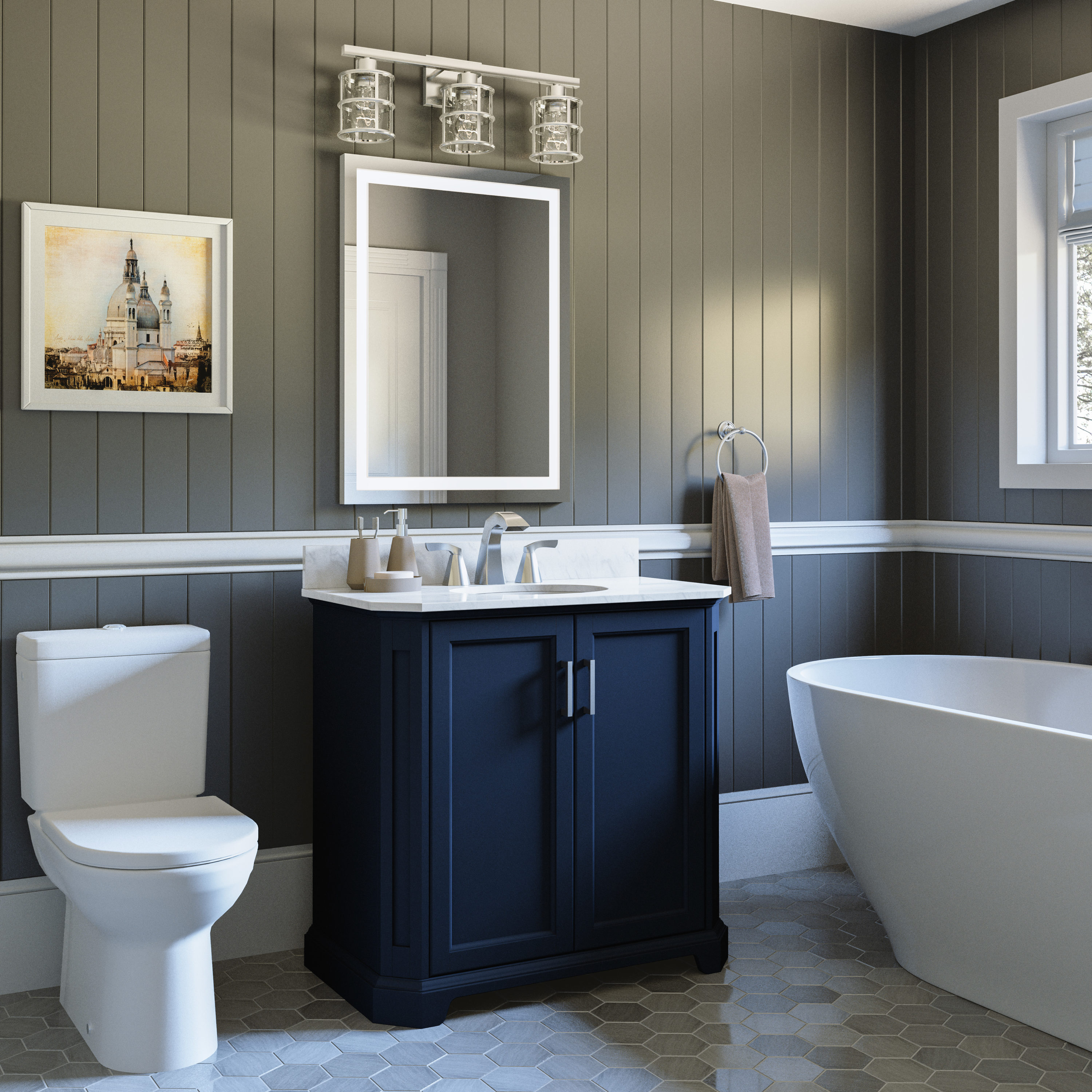 allen + roth A+R 60-IN WINDSOR BLUE VANITY at