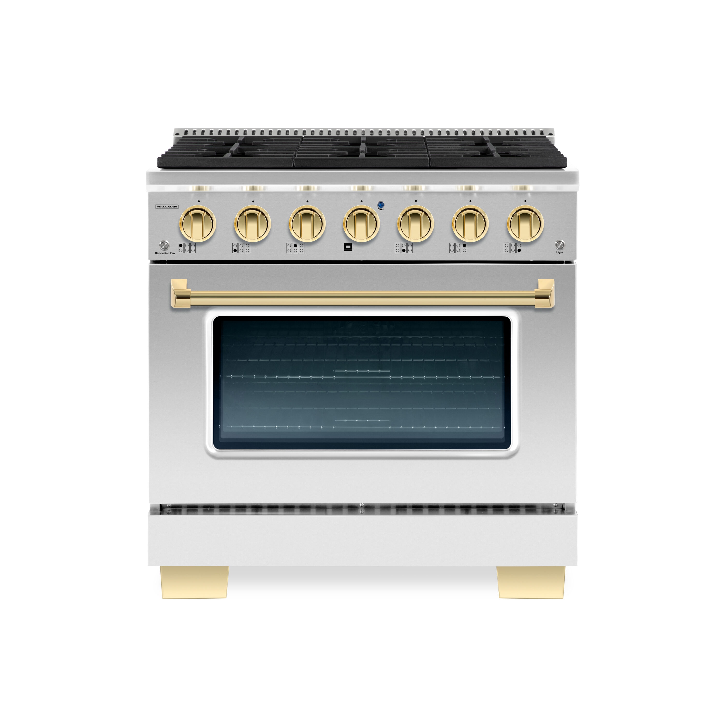 Hallman HBRG36BSSS 36-in 6 burners 5.2-cu ft Convection Oven Freestanding Natural Gas Range ( Stainless steel )