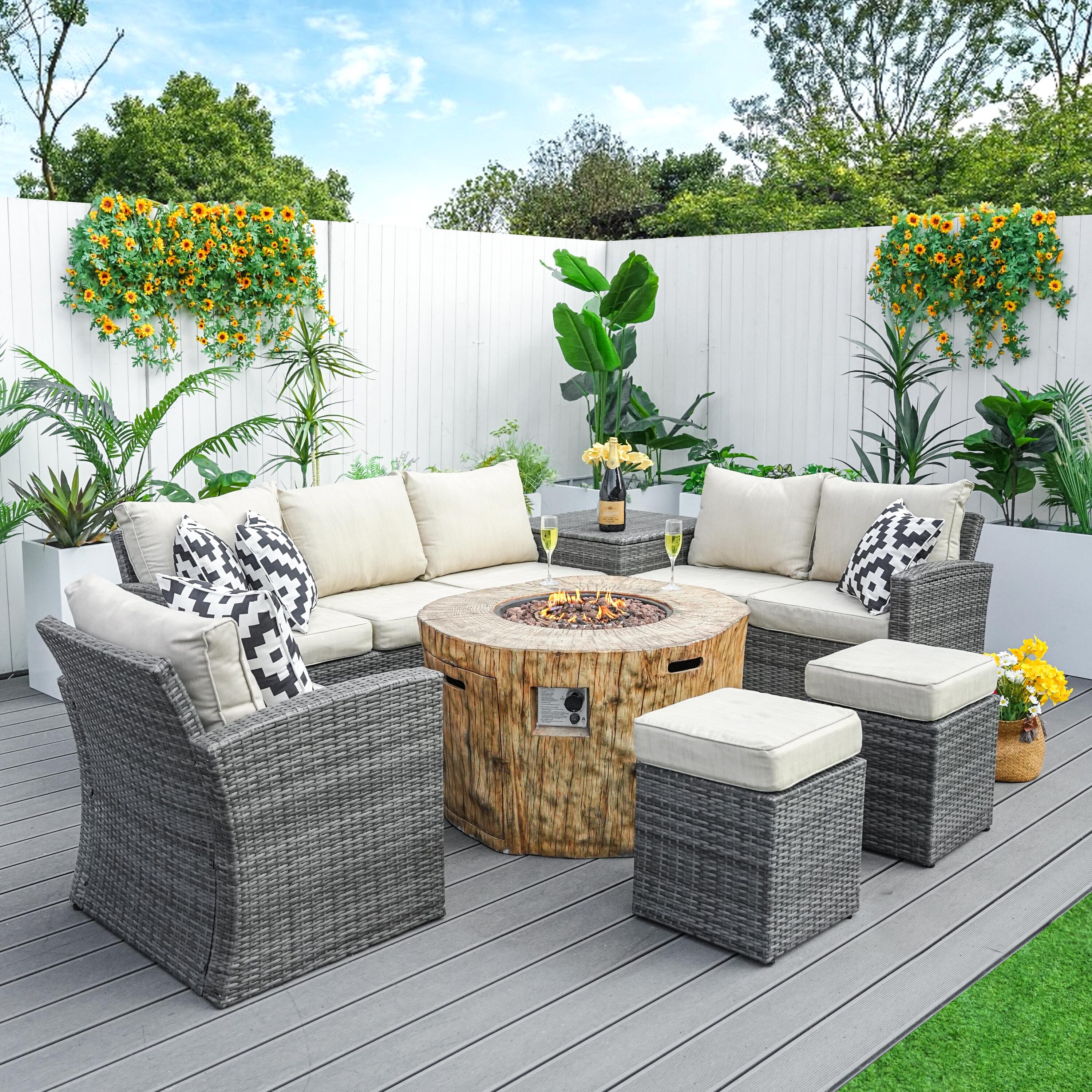 Direct Wicker DWG-1403B2180-GR Patio-Conversation-Sets - View #6
