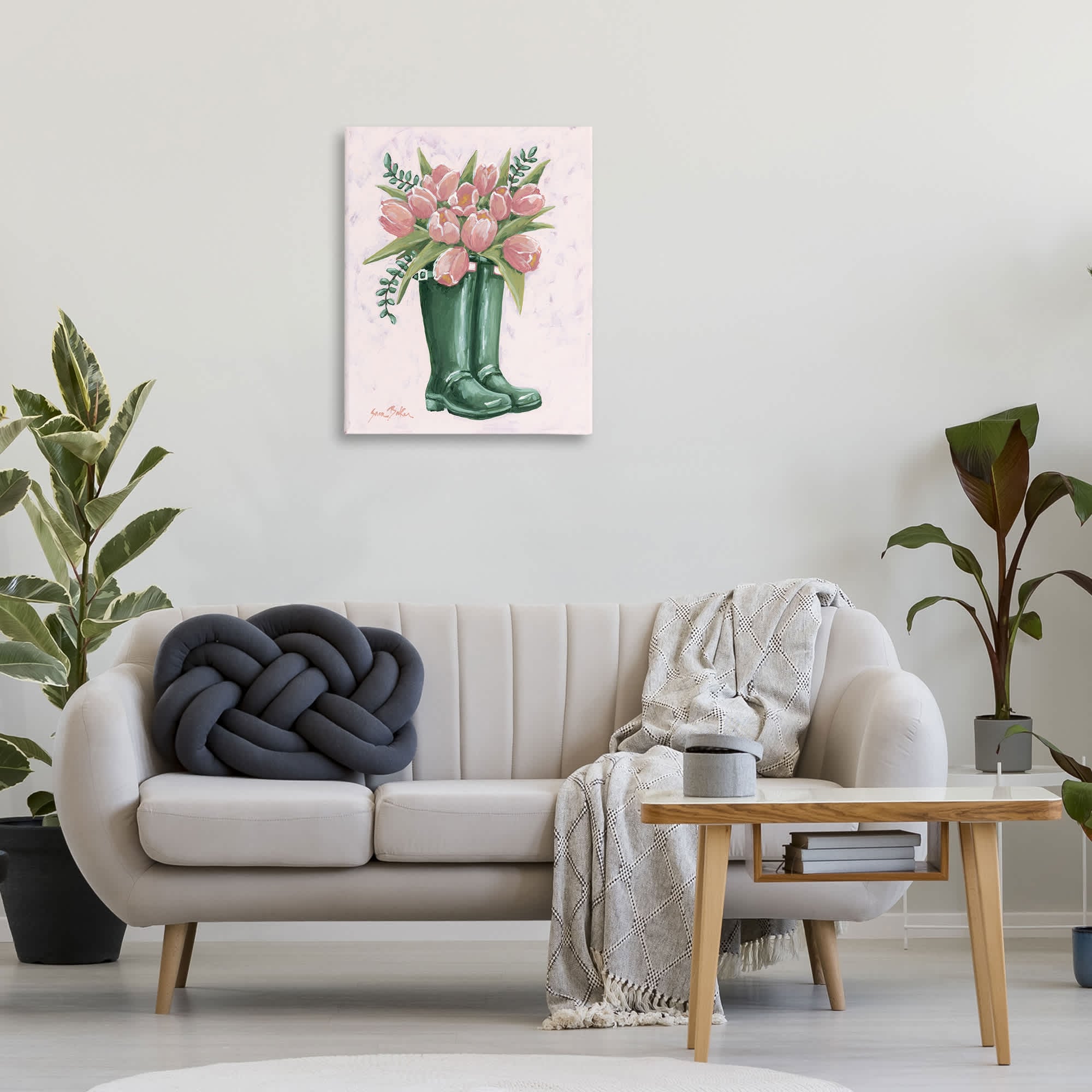 Stupell Industries Pink Tulips in Boots Canvas Wall Art By Sara Baker ...