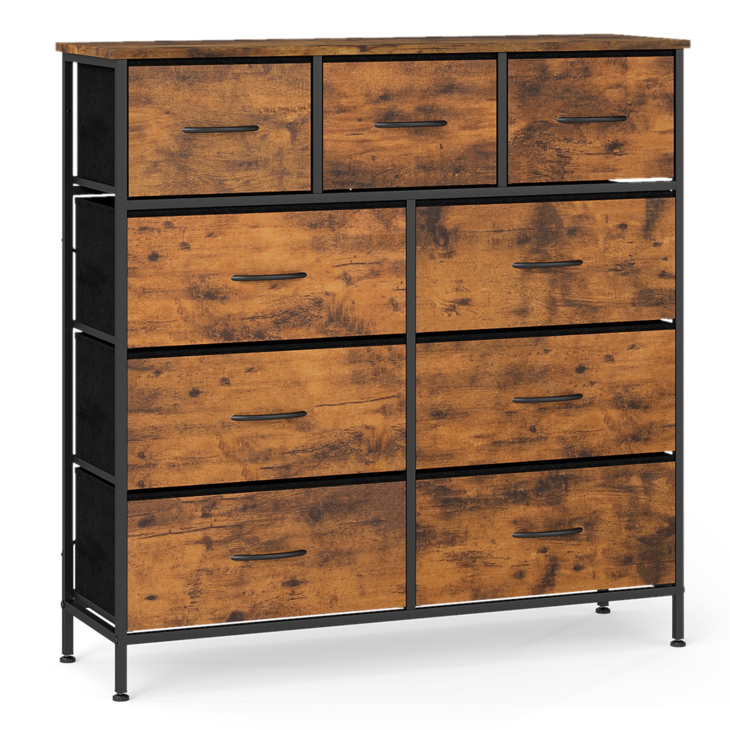 rustic brown and black dresser Acme Furniture Juvanth 6-Drawer Rustic Oak and Black Dresser (30 in. H X 59  in. W X 18 in. D) 24265