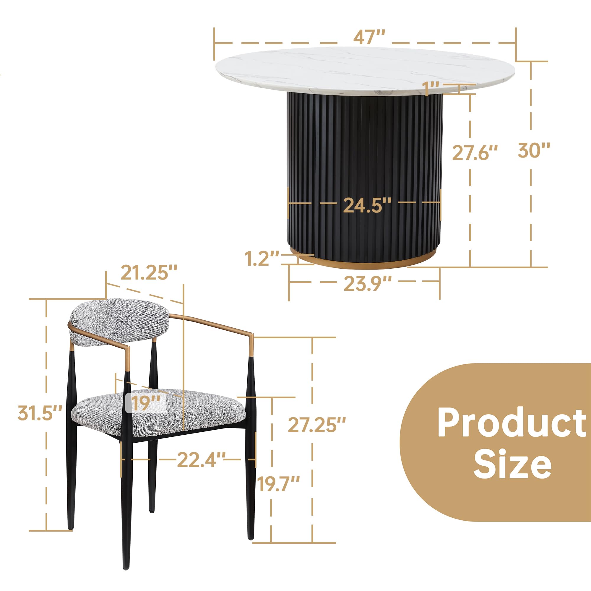 FARATI D2006RTC-WT-GY-4 Dining-Sets - View #2