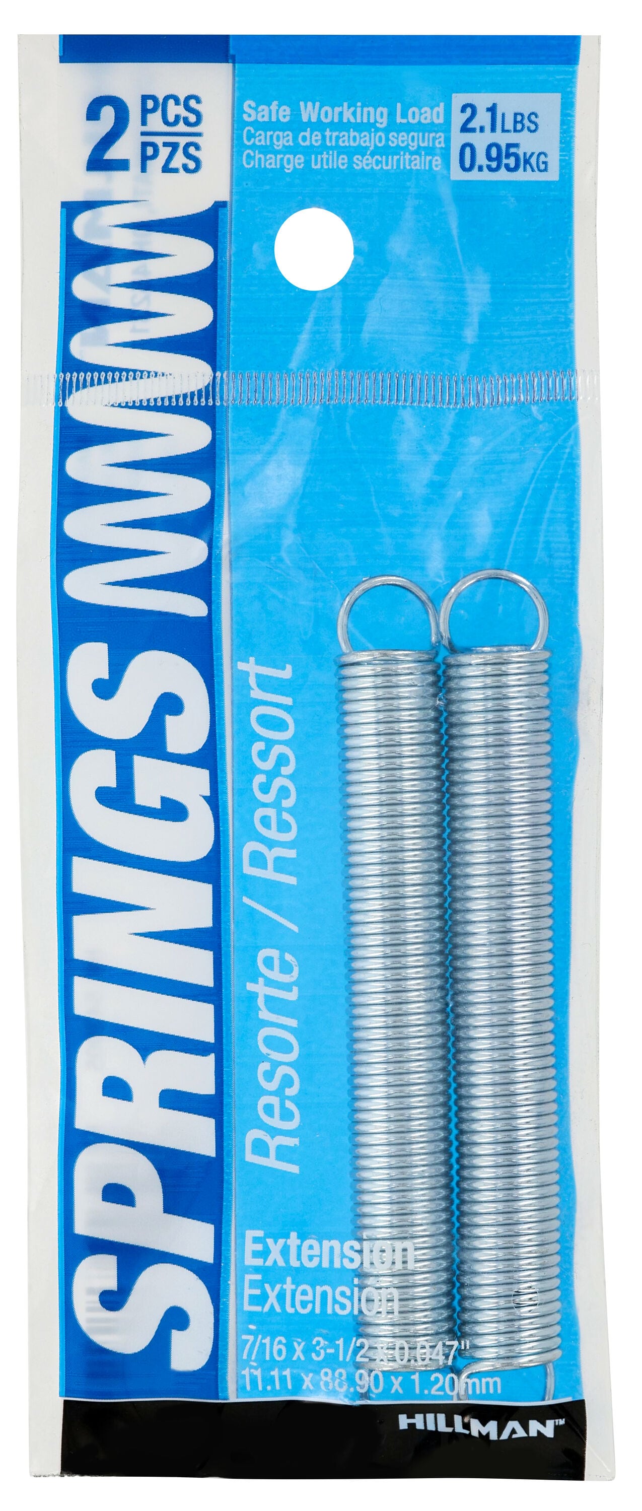 Hillman 543005 2 -Pack 3-1/2-in Zinc Gate extension spring