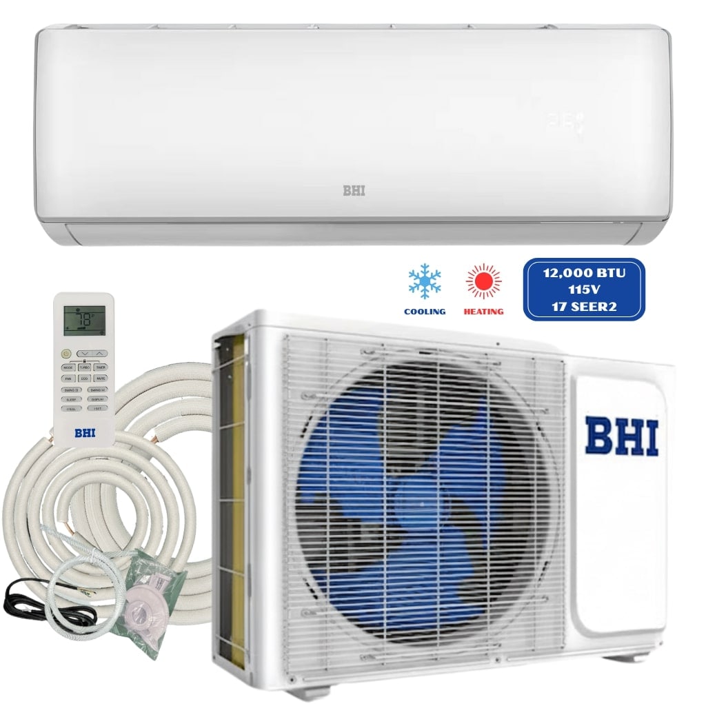 BHI BHI-T17-12K115V-US-A 1 zone 12000-BTU Ductless Mini Split Air Conditioner Heat Pump Included with 115-Volt