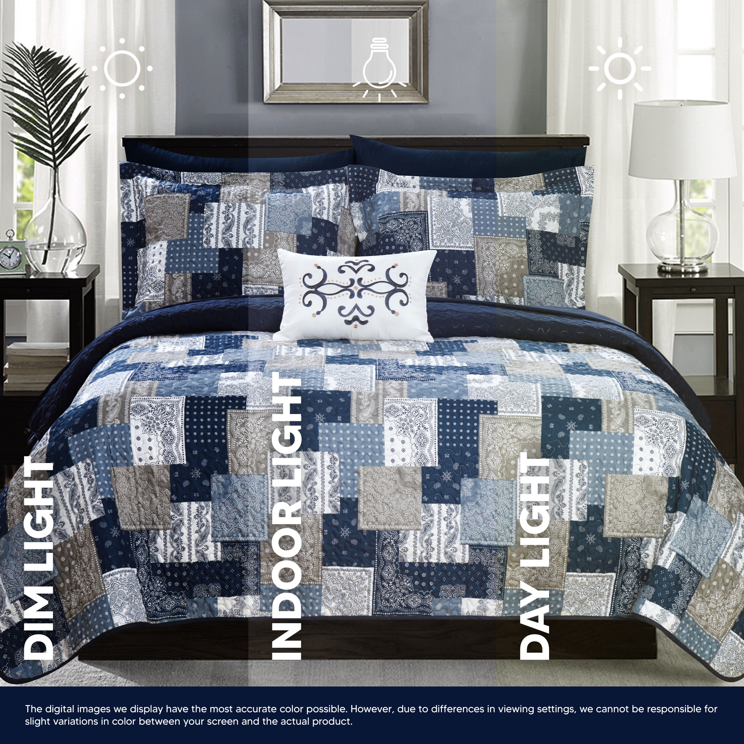 Chic Home Utopia 8 Piece Queen Bed in A Bag Duvet Set - Blue