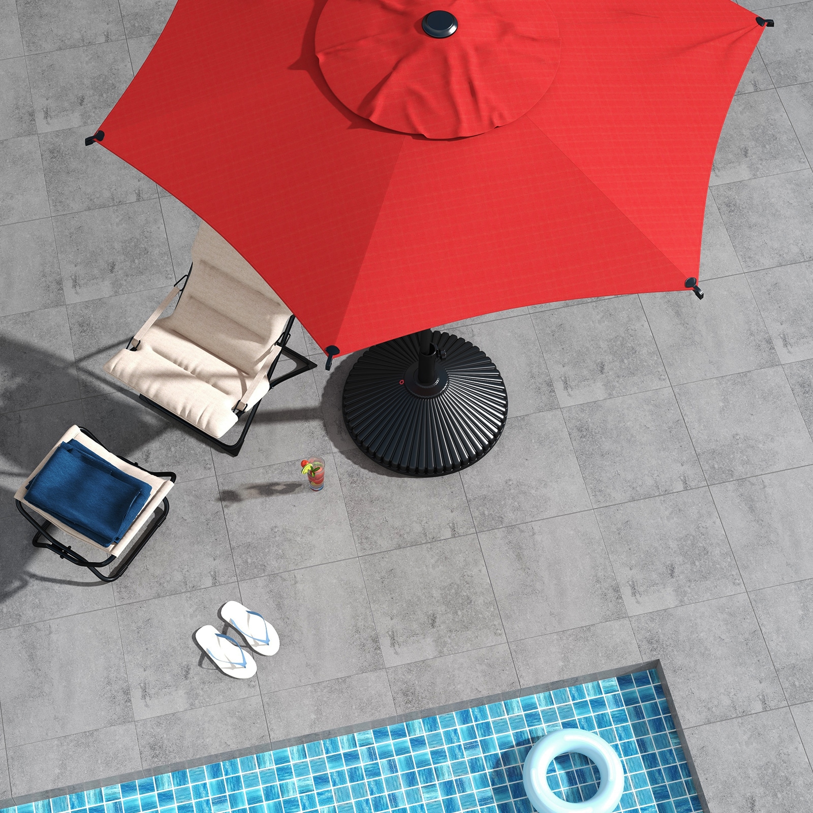 Lyon 7.5ft Red Steel Market Patio Umbrella with Tilt