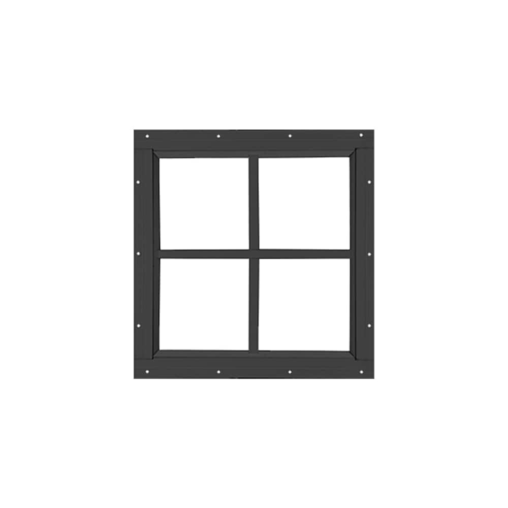 Shed Windows and More 1212BLKF Fixed Decorative 12 in x 12 in Black Aluminum Window (Flush Mount) Fixed Window Tempered Glass