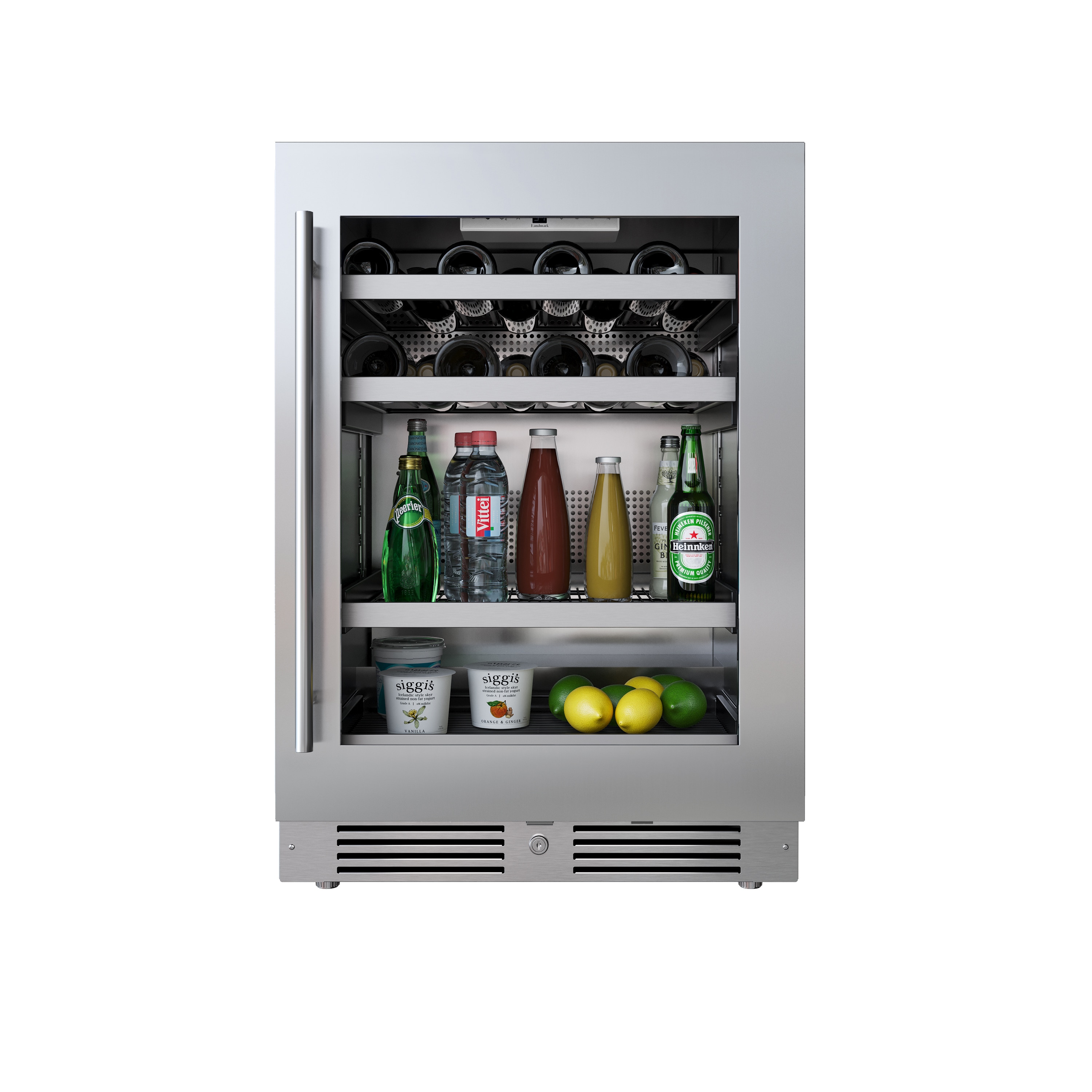 Landmark L3124UI1MSGRH 24-in W 16 -Bottles Stainless Steel Built-in Indoor Wine Cooler