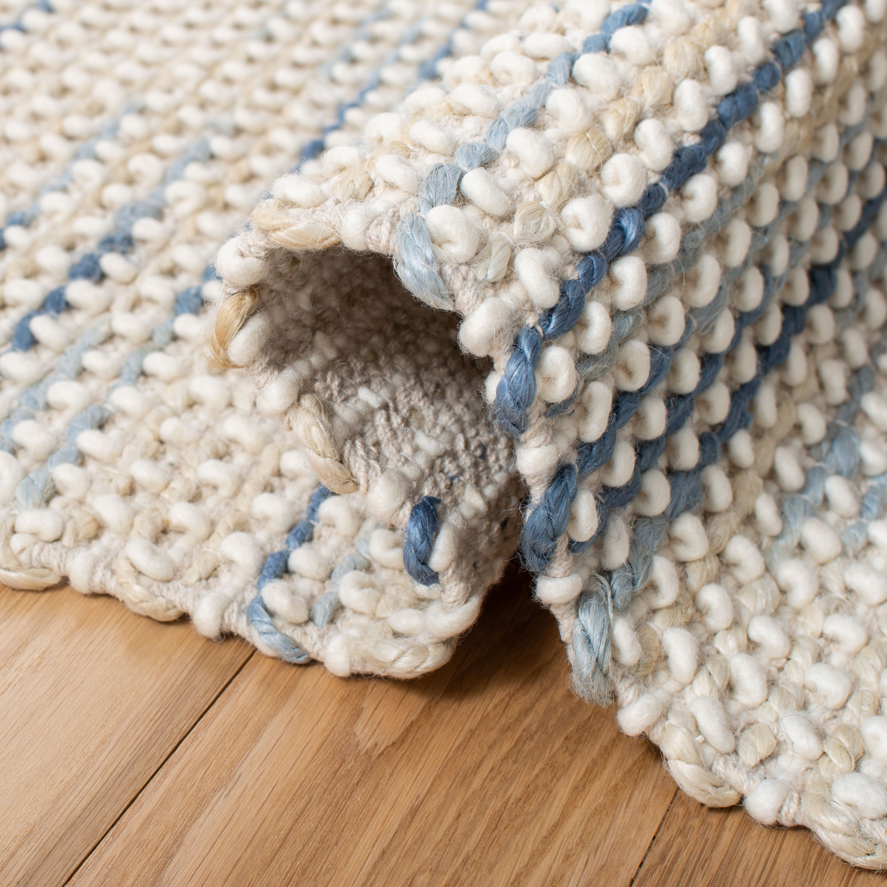 Safavieh Natura Biscayne 3 X 5 (ft) Wool Blue/Ivory Indoor