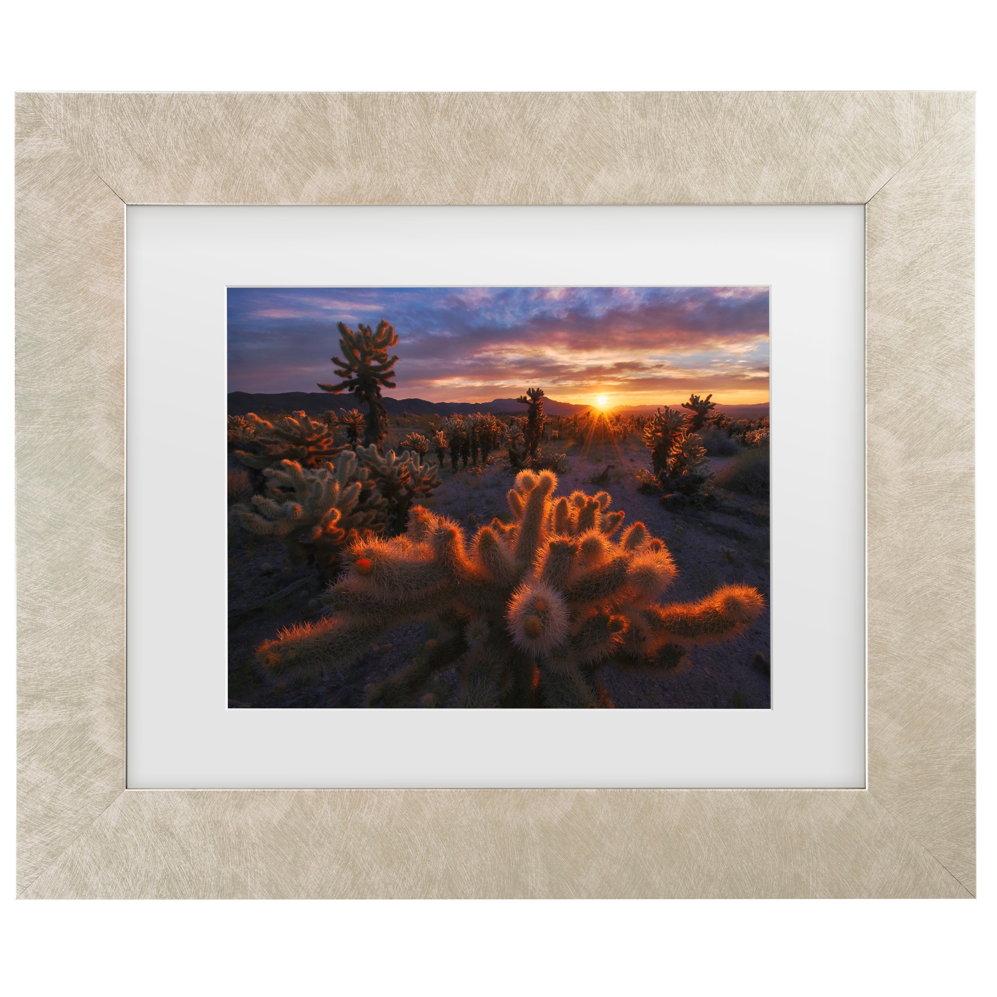 Champagne Framed Desert Sunset Canvas Print for Nursery