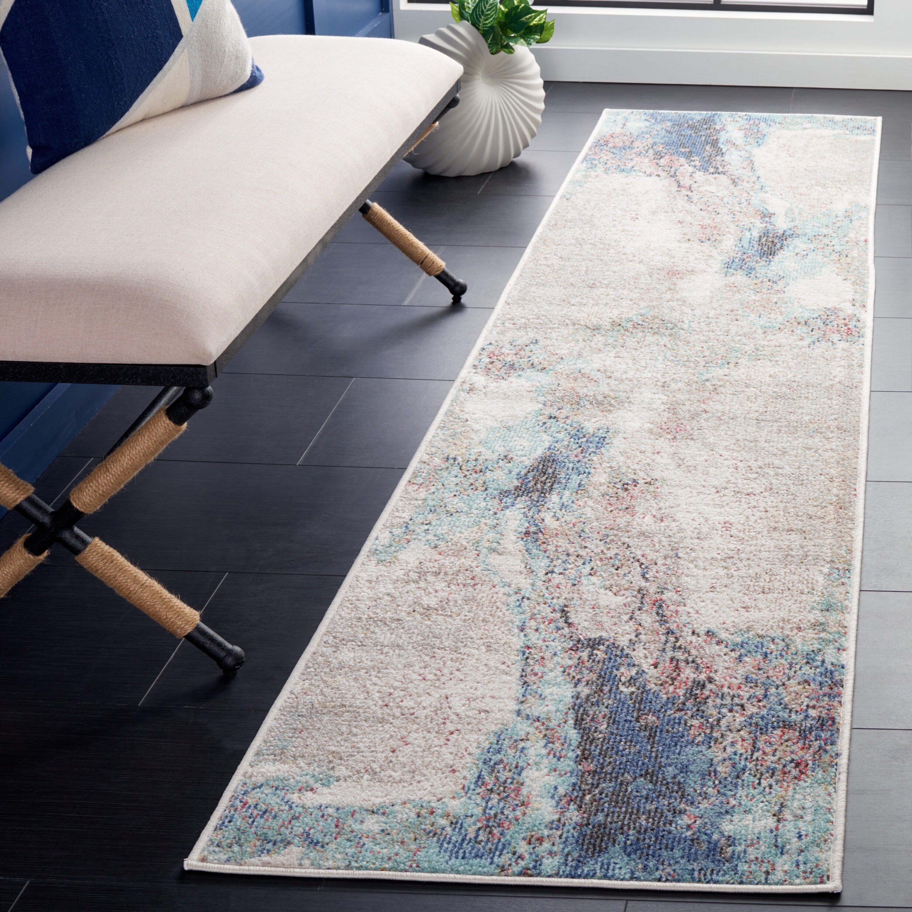 Phoenix Phx533M Blue 2 x 9 Rectangular Runner rug