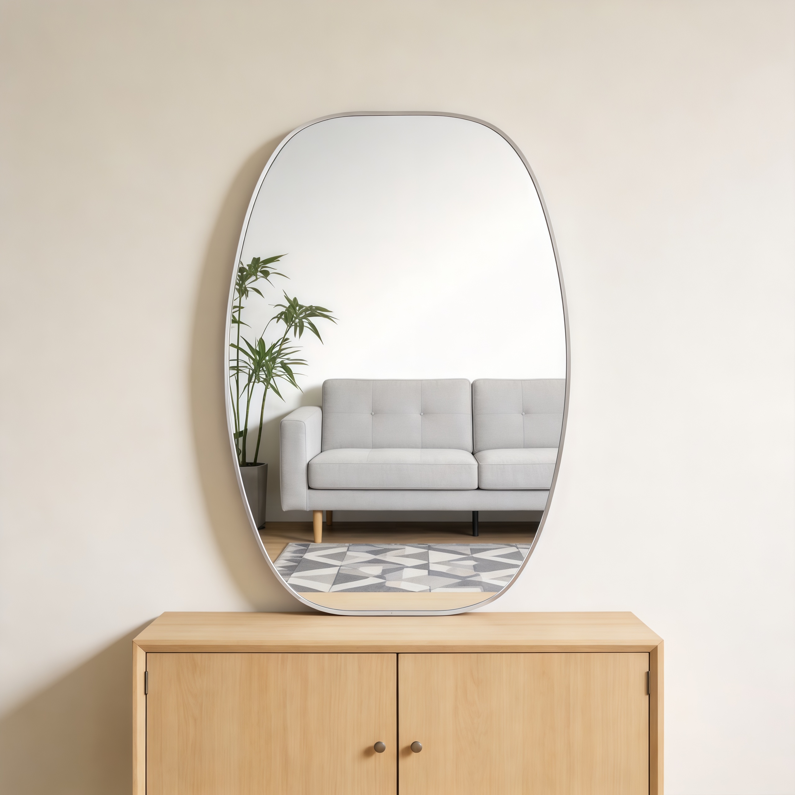 WELLFOR - Bathrrom Mirror 24-in x 36-in Framed Rectangle Bathroom Vanity Mirror ( Silver )