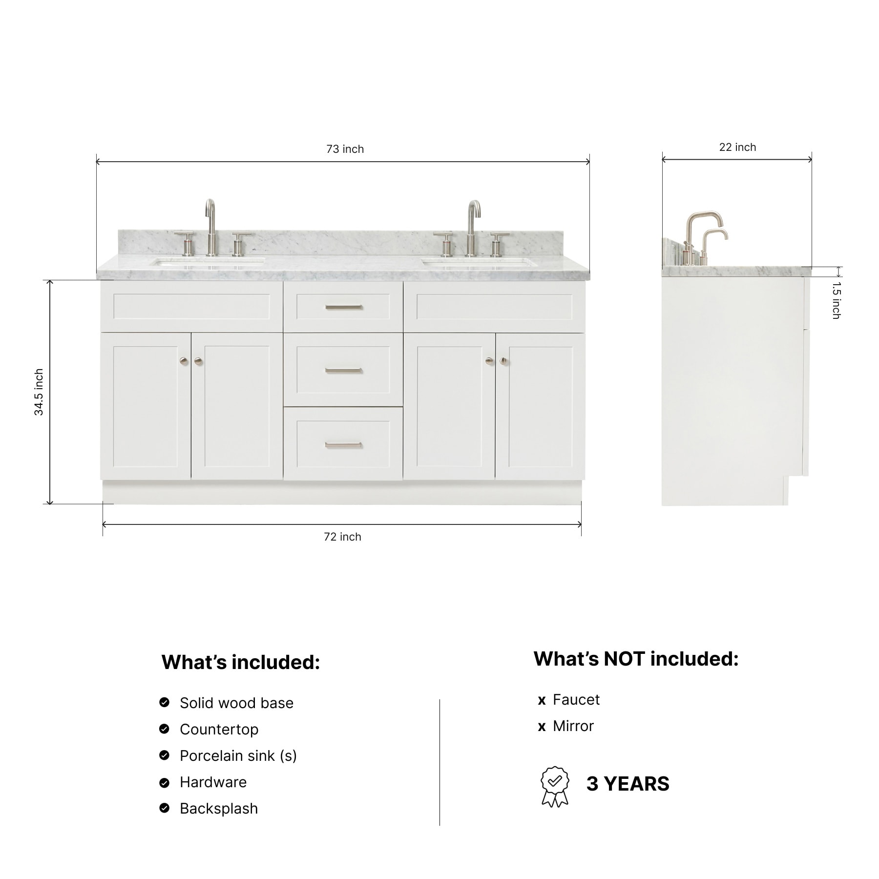 ARIEL F073DCWRVOWHT Bath-Vanity-Combo - View #3