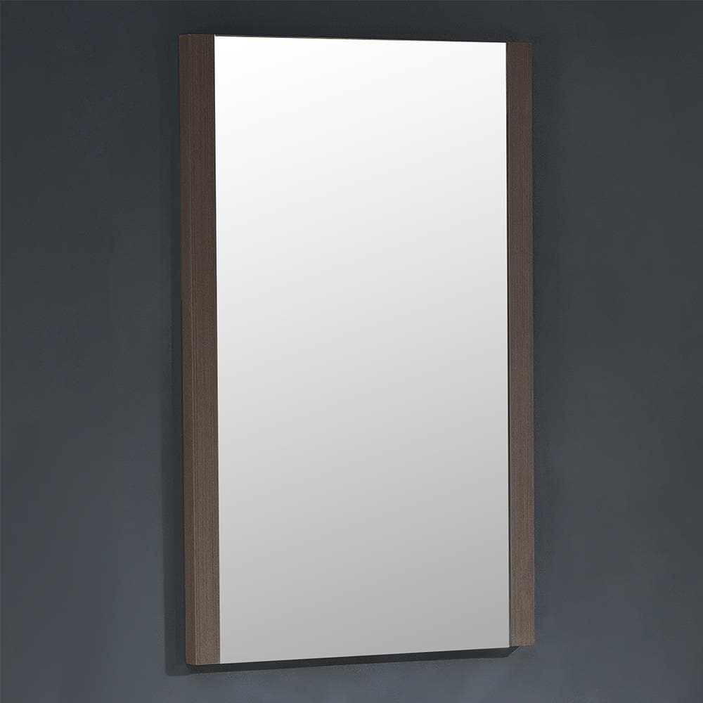 Gray Oak Rectangular Frameless Bathroom Vanity Mirror