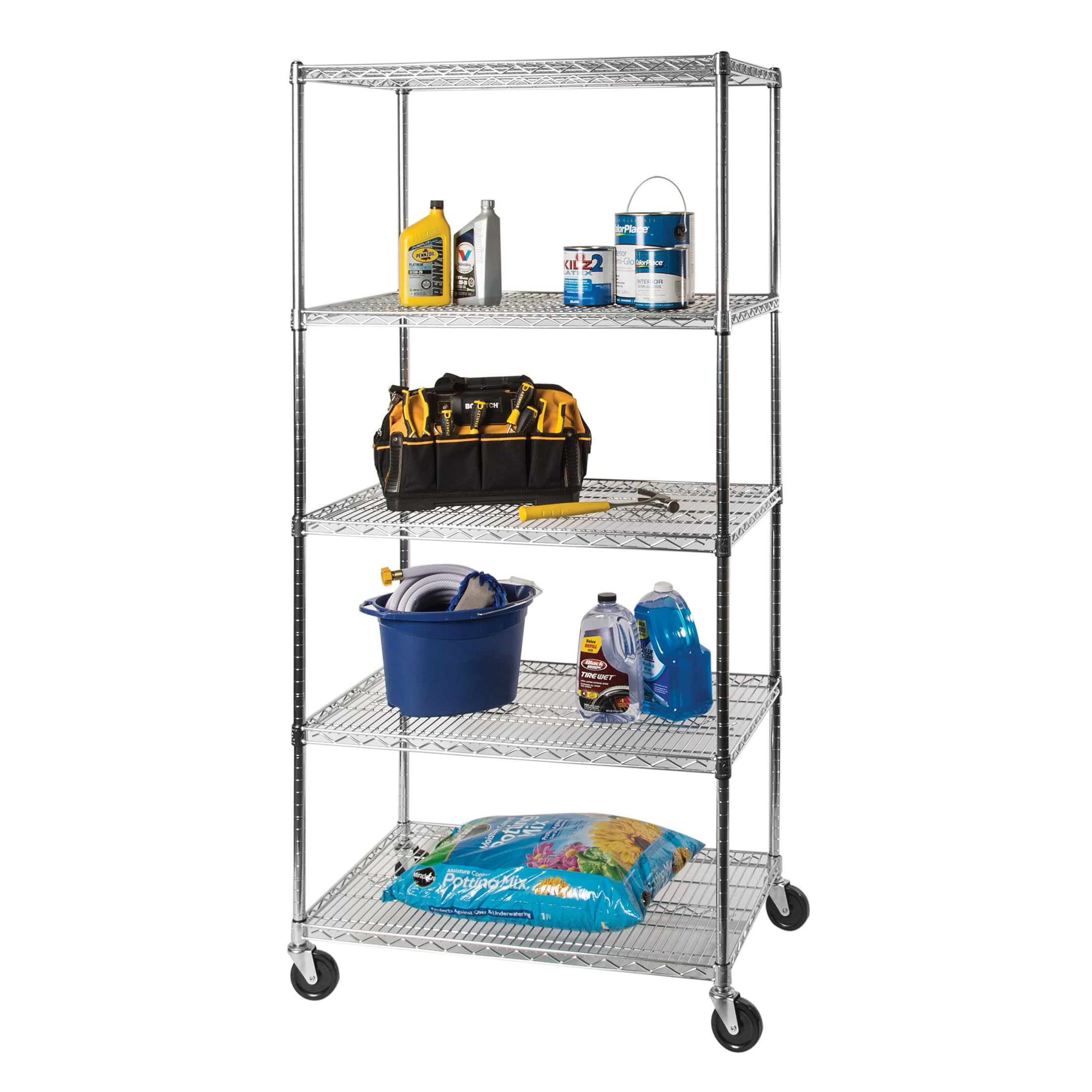 Seville Classics Steel Heavy Duty 5-Tier Utility Shelving Unit (36-in W ...