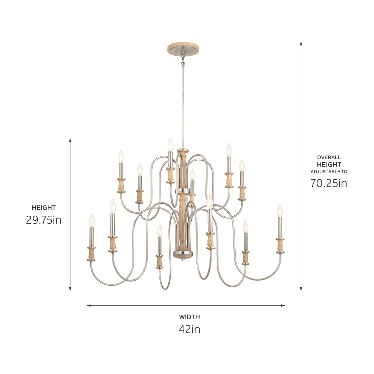 Kichler Karthe 12-Light Brushed Nickel Farmhouse Dry rated Chandelier ...