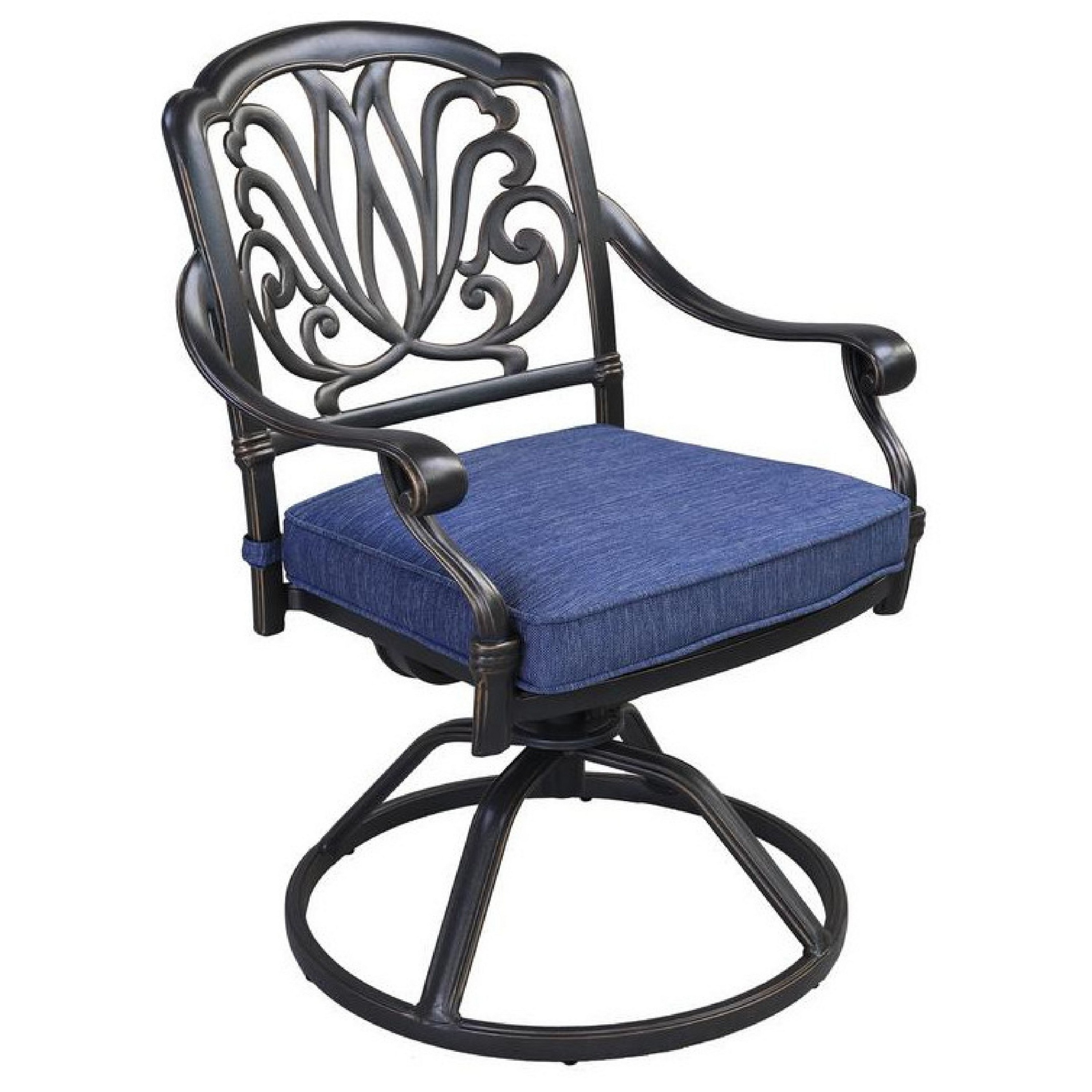 Benzara BM272941 Set of 2 Blue Swivel Dining Chair with Blue Cushioned Seat