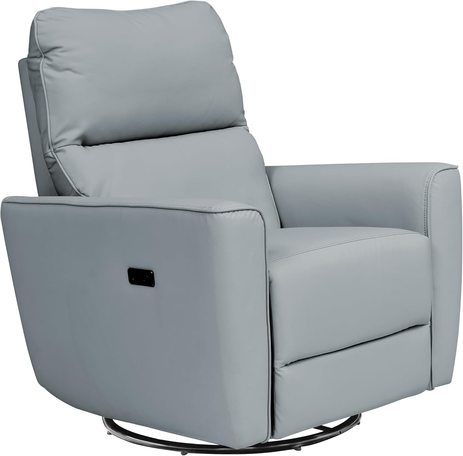 Der Rose LXL-PHO-33JL5PLE Power Recliner Chair Swivel Glider Upholstered Faux Leather Nursery Rocker Reclining Sofa Chair with Charging Port Curved Armrests  Padded Backrest for Living Room and Bedroom (Gray)