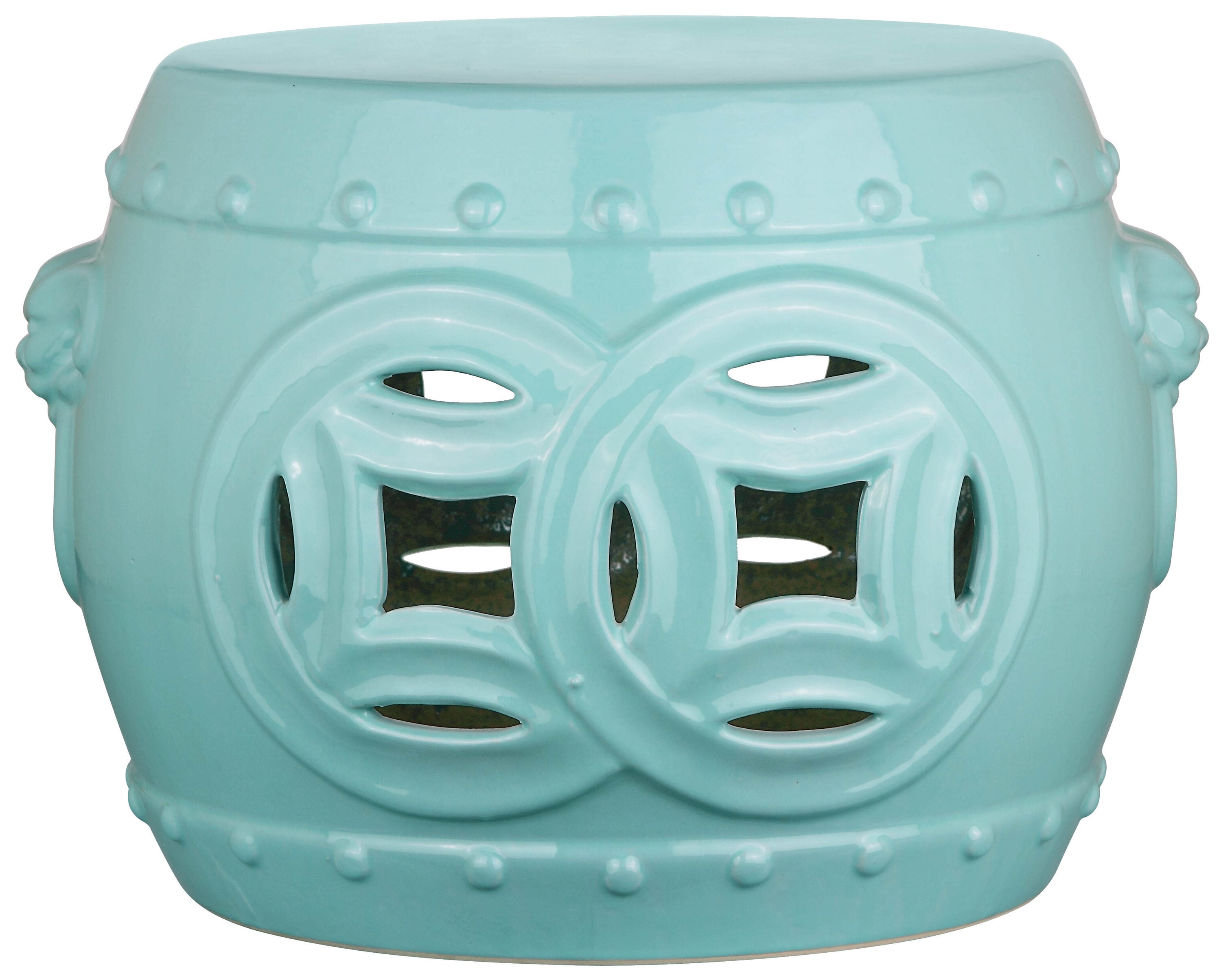 Safavieh ACS4534C 11.5-in Light Blue Ceramic Barrel Garden Stool
