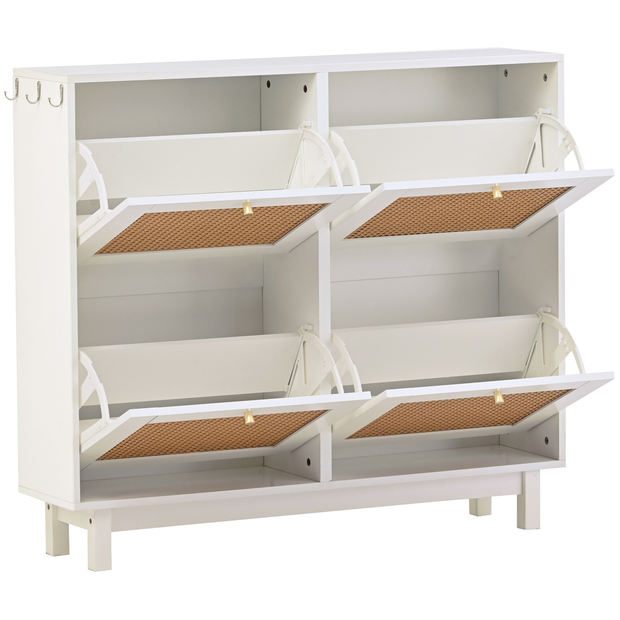Buy wholesale Dmora Provo shoe rack, Shoe cabinet with 4 doors, Low  multipurpose cabinet with 5 shelves, Modern shoe rack, cm 106x22h115, Oak  and White