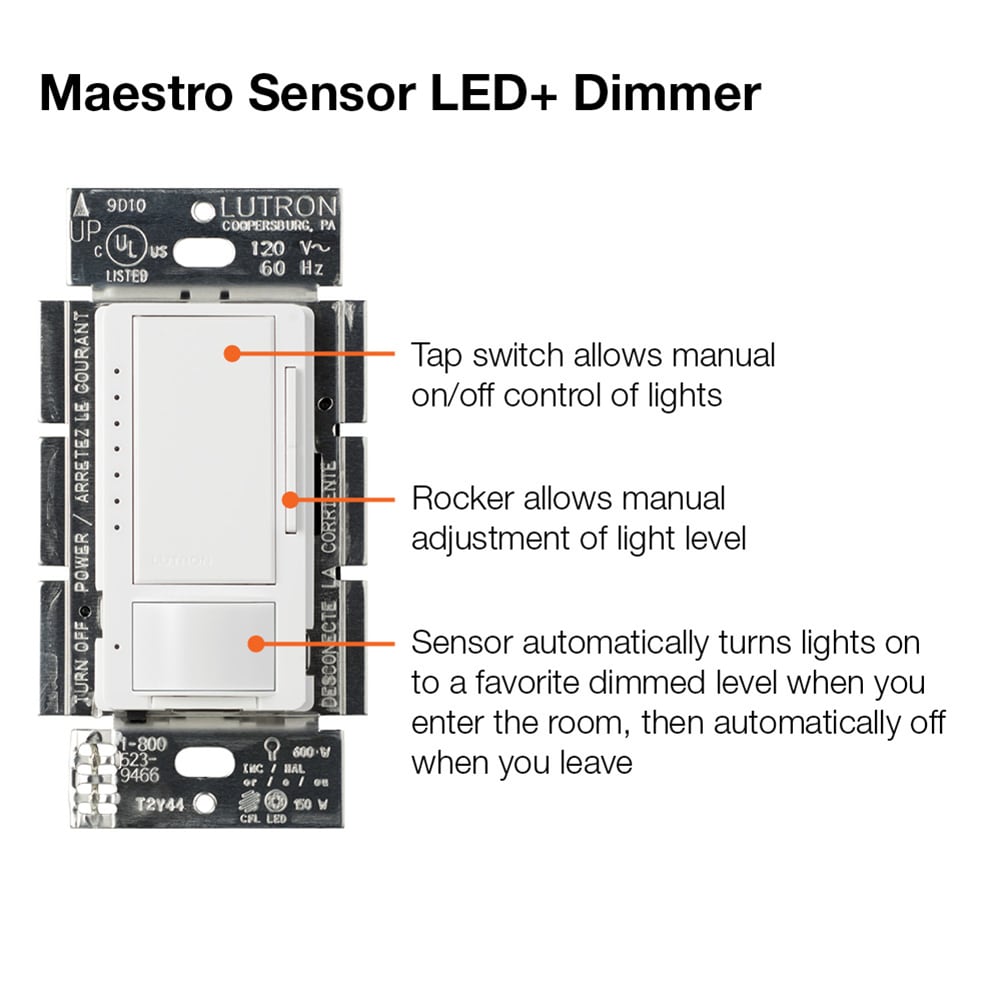 Lutron Maestro Occupancy Motion Sensor Light Dimmer, White the Light Sensors department at Lowes.com