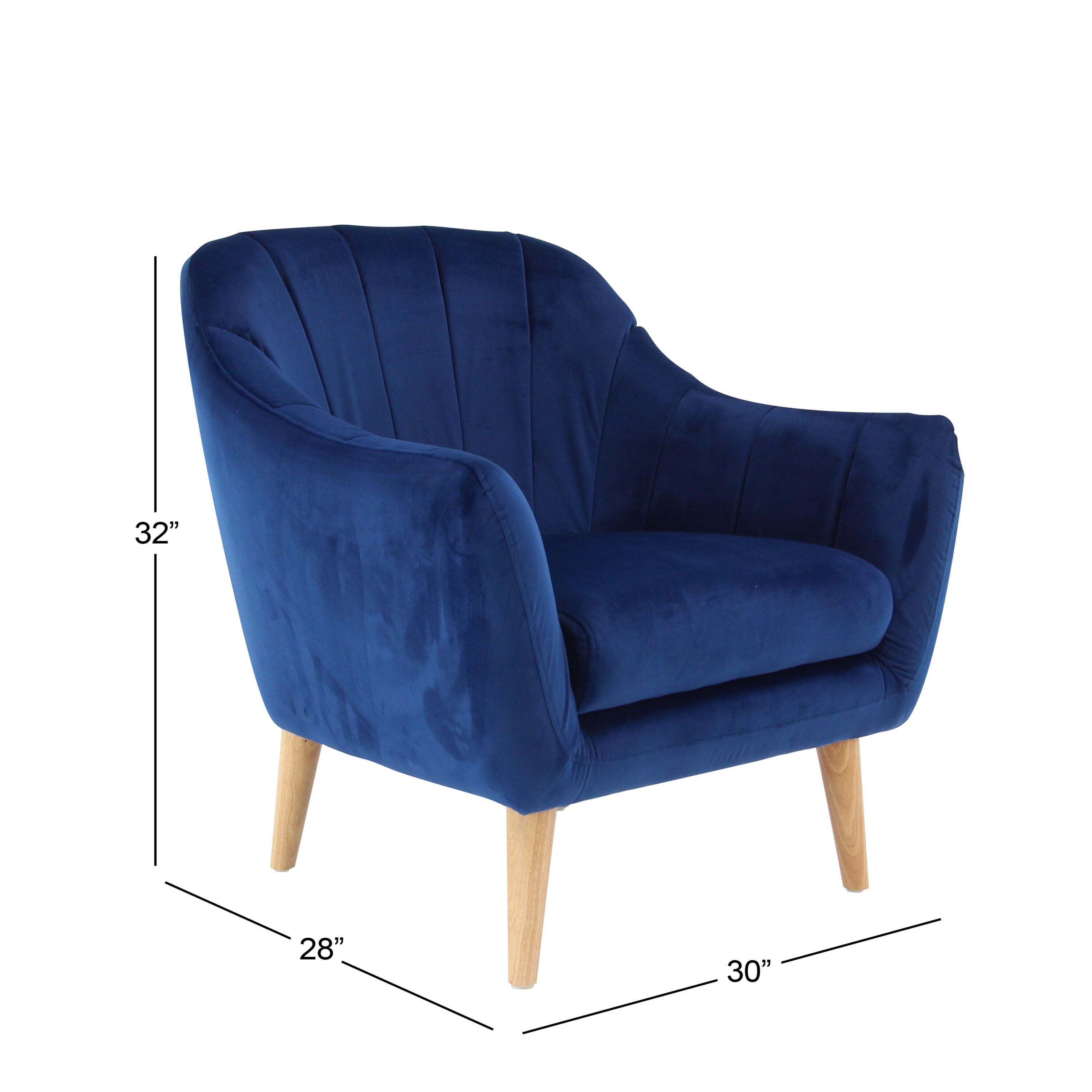 Elegant Blue Velvet 27" Wood Frame Accent Chair