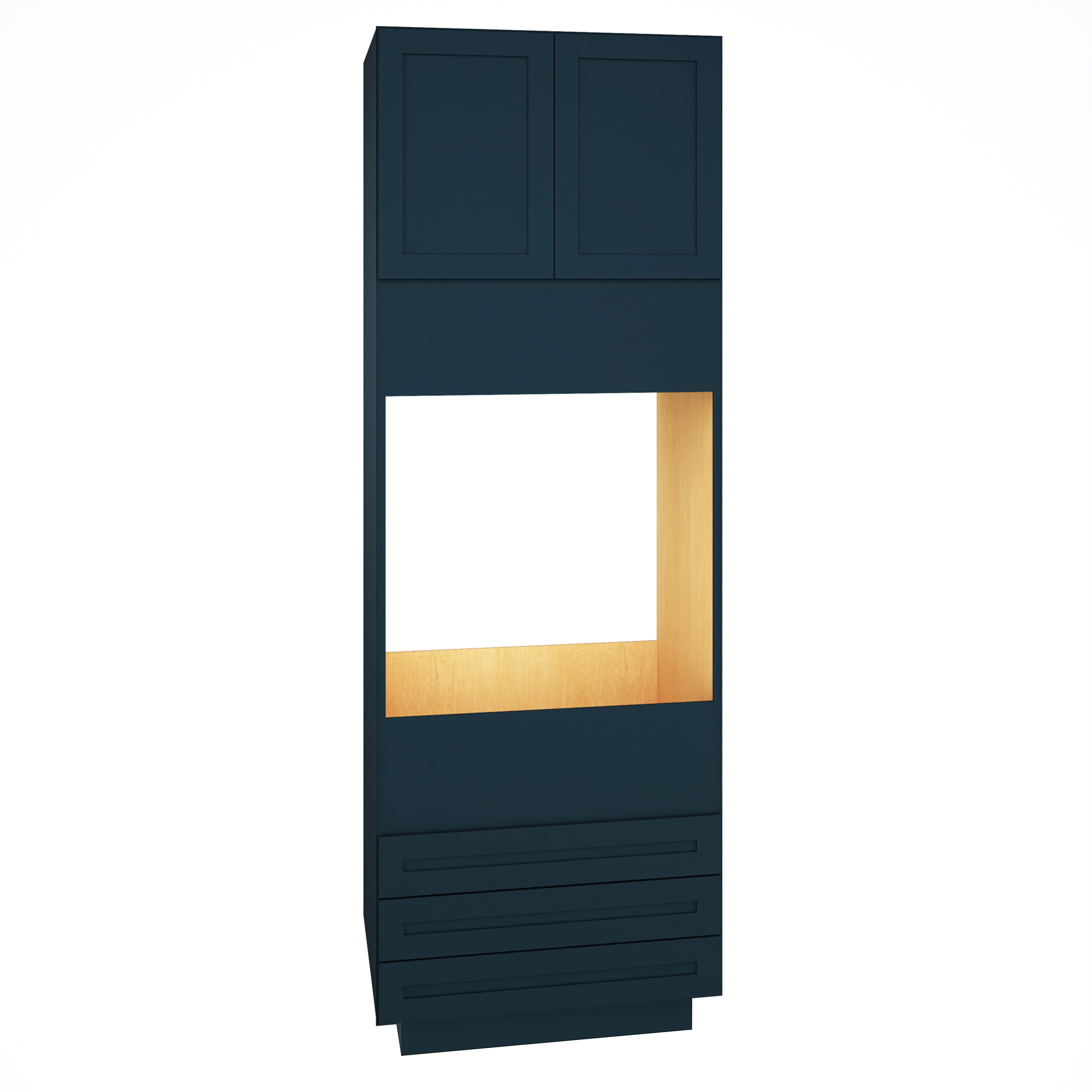 Diamond Express 330 OC3D339624 Jamestown 33-in W x 96-in H x 24-in D Regatta Blue 3 -Drawers Single or double oven Base Fully assembled Plywood Cabinet (Recessed Panel Square)