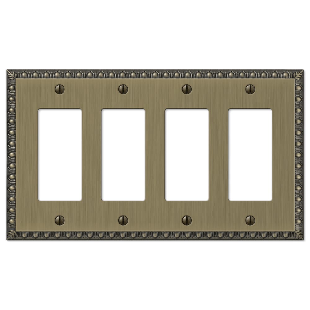 Amerelle 90R4BB 4 -Gang Specialty Size Brushed Brass Metal Indoor Decorator Wall Plate