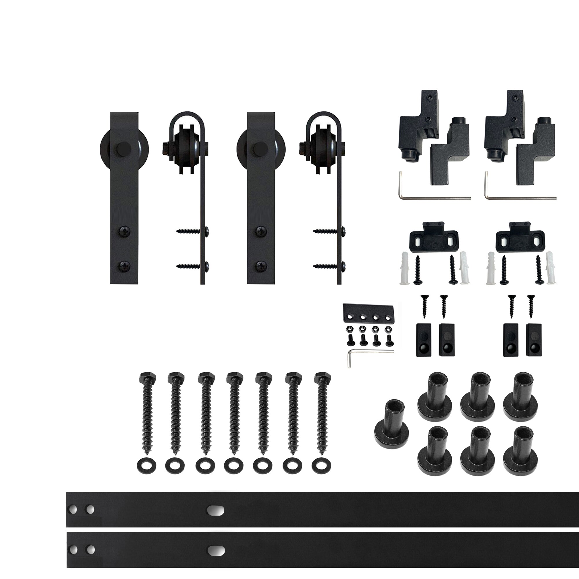 HOMACER YT2TGH108M 108-in Rustic black Black Indoor J-strap Single Barn door hardware kit