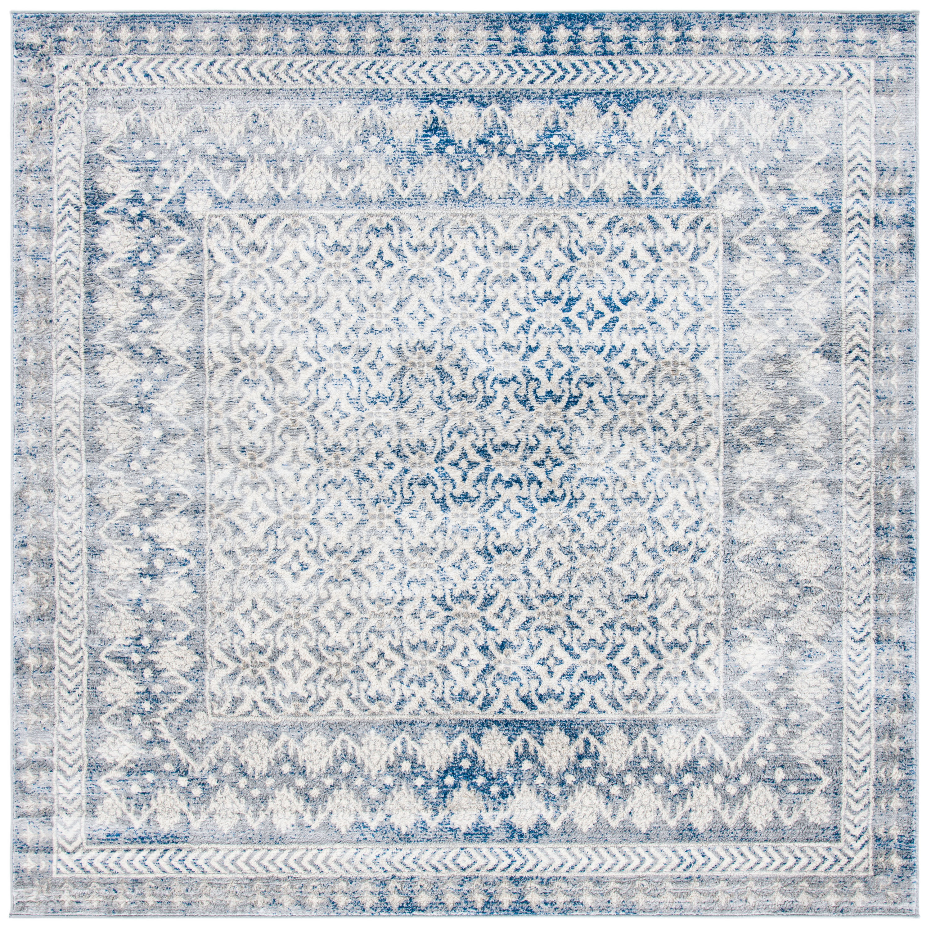 Safavieh BNT899C-7SQ Brentwood Gusta 7 x 7 (ft) Loomed Polypropylene Ivory/Light Gray Square Indoor Distressed/Overdyed Vintage Area rug